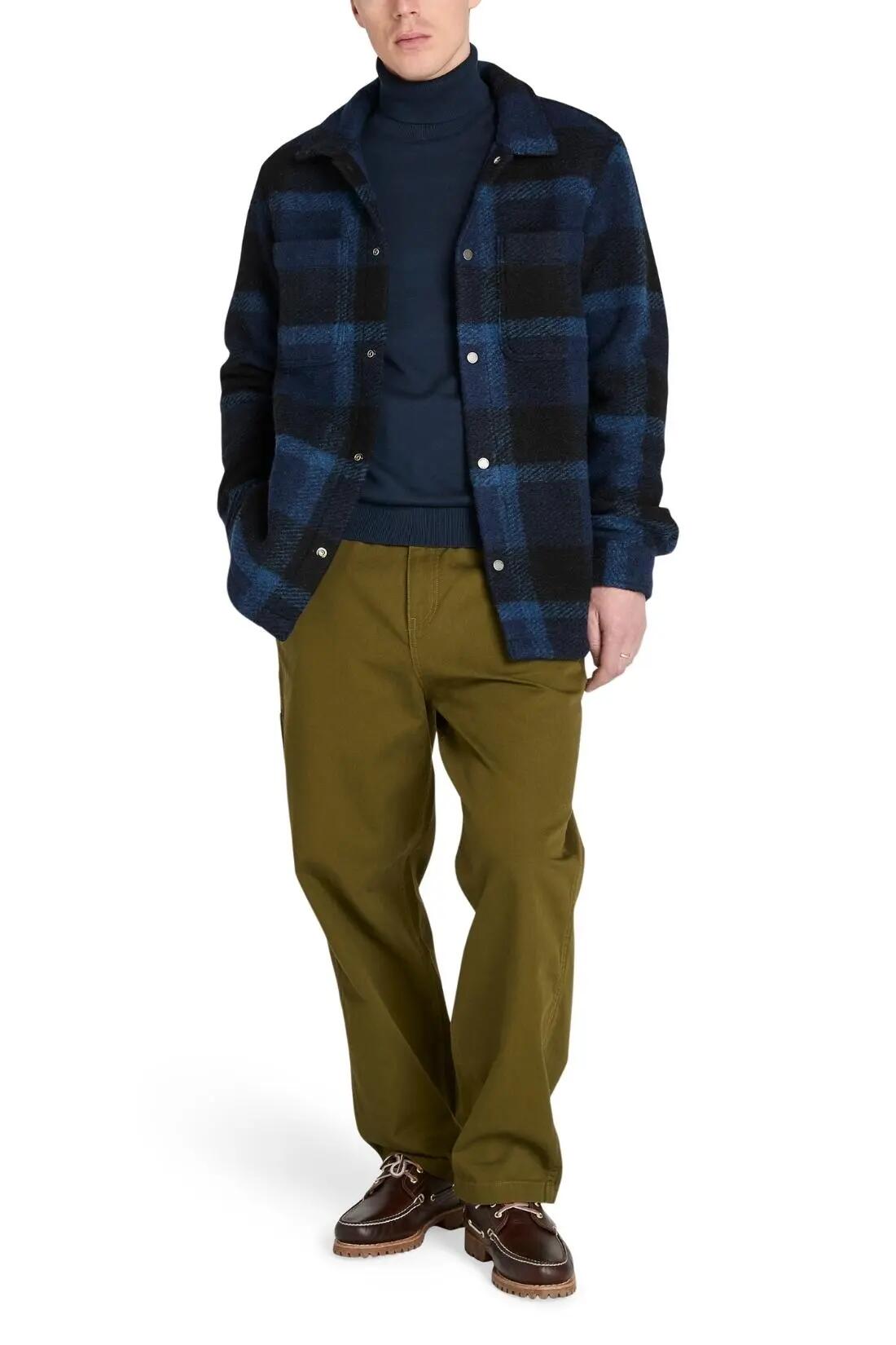 Shacket - homem - mistura de lã - azul-marinho 2/4