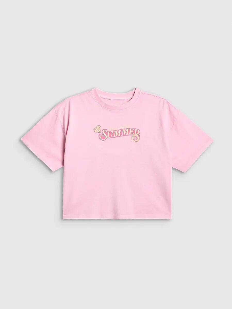 T-shirt regular z nadrukiem dziewczęcy 4F 5/7