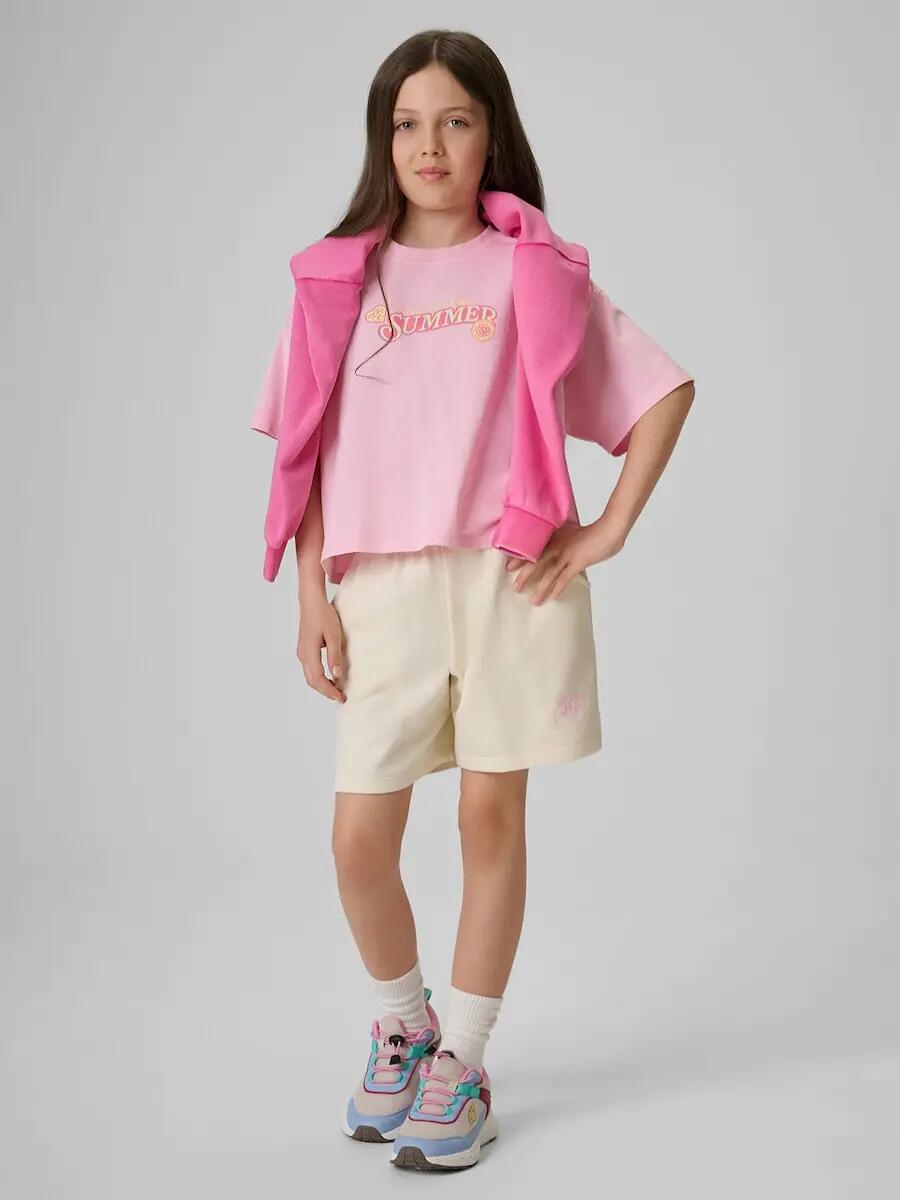 T-shirt regular z nadrukiem dziewczęcy 4F 4/7