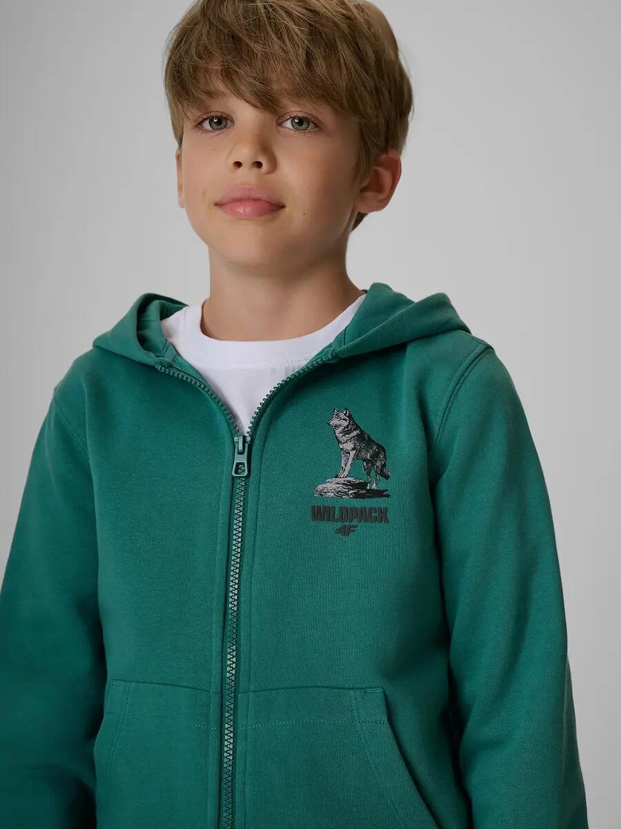 Bluza dresowa regular z kapturem chłopięca 4F 3/7