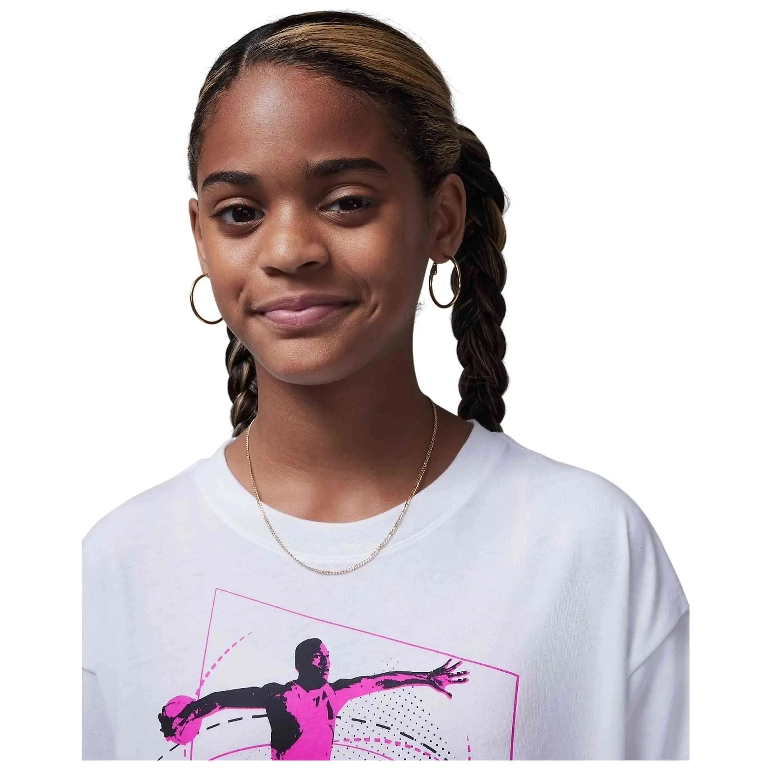 Camiseta de manga corta Jordan modelo 45D523-001 para niñas 3/5