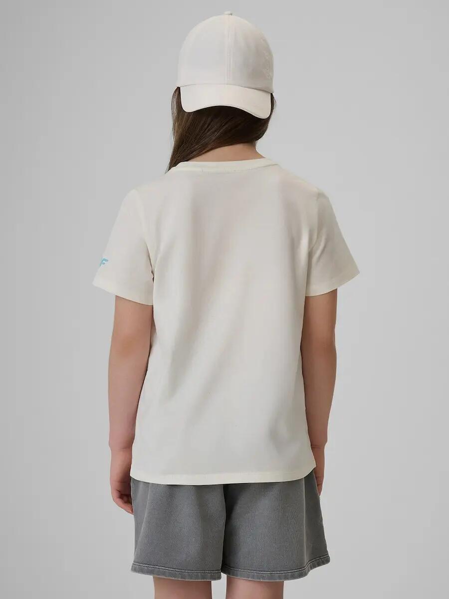 T-shirt regular z nadrukiem dziewczęcy 4F 2/6