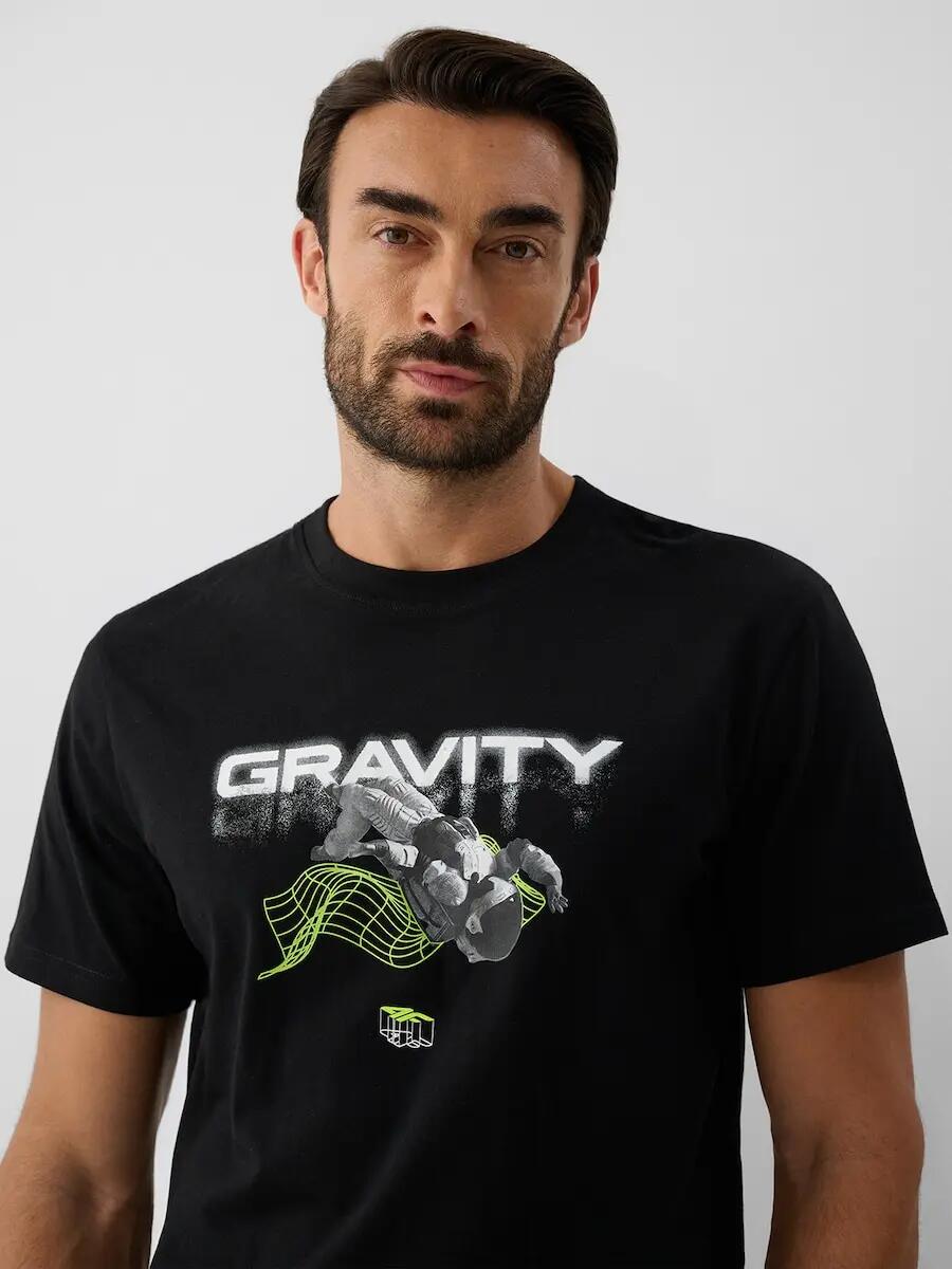 T-shirt regular z nadrukiem męski 4F 3/6