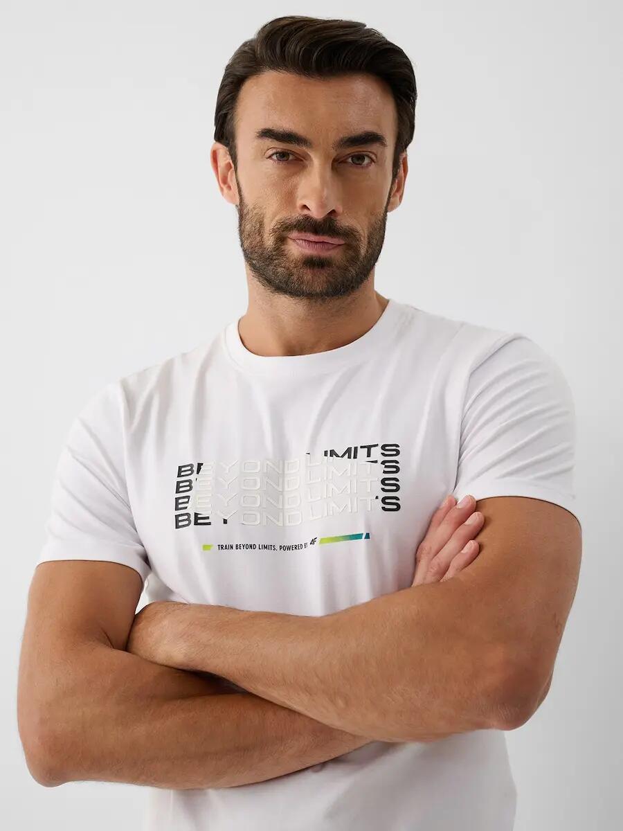 T-shirt regular z nadrukiem męski 4F 3/6