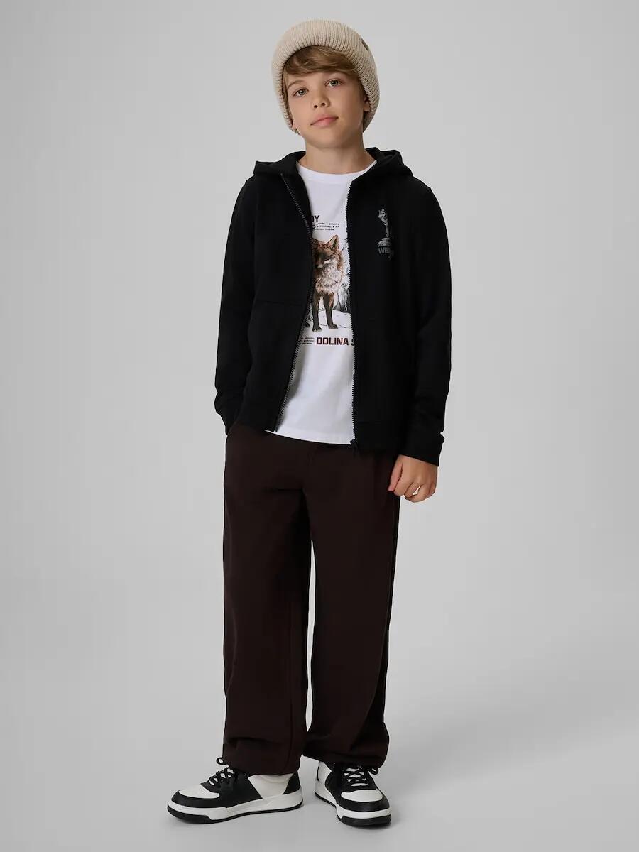 Bluza dresowa regular z kapturem chłopięca 4F 5/7