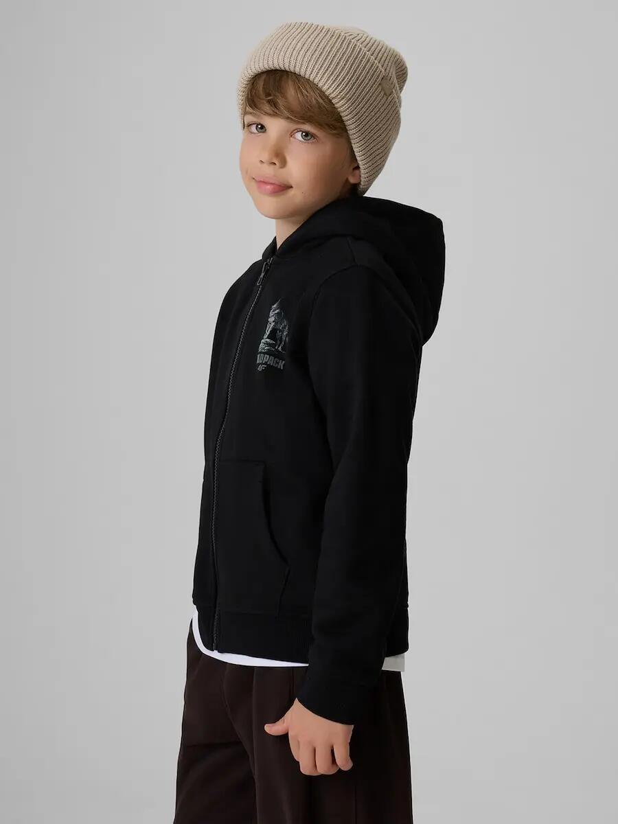 Bluza dresowa regular z kapturem chłopięca 4F 3/7