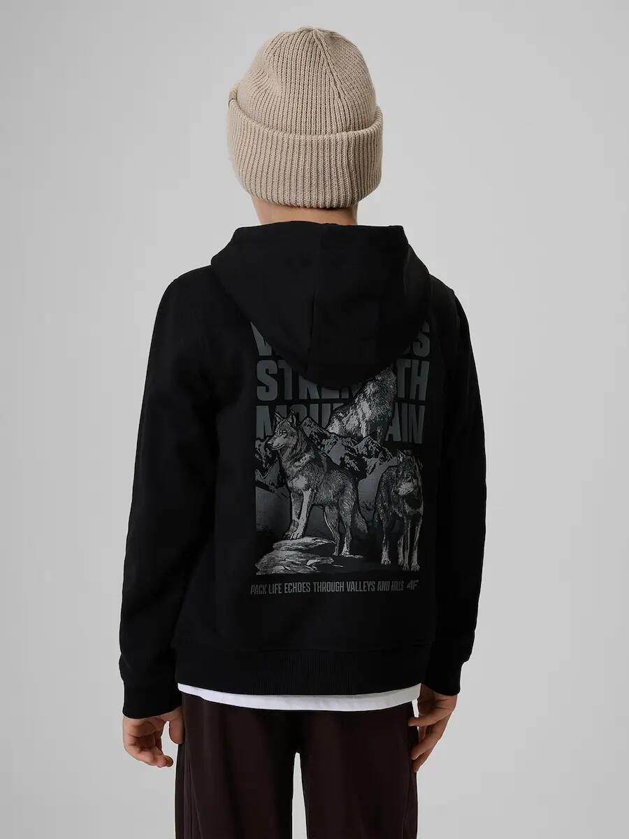 Bluza dresowa regular z kapturem chłopięca 4F 2/7