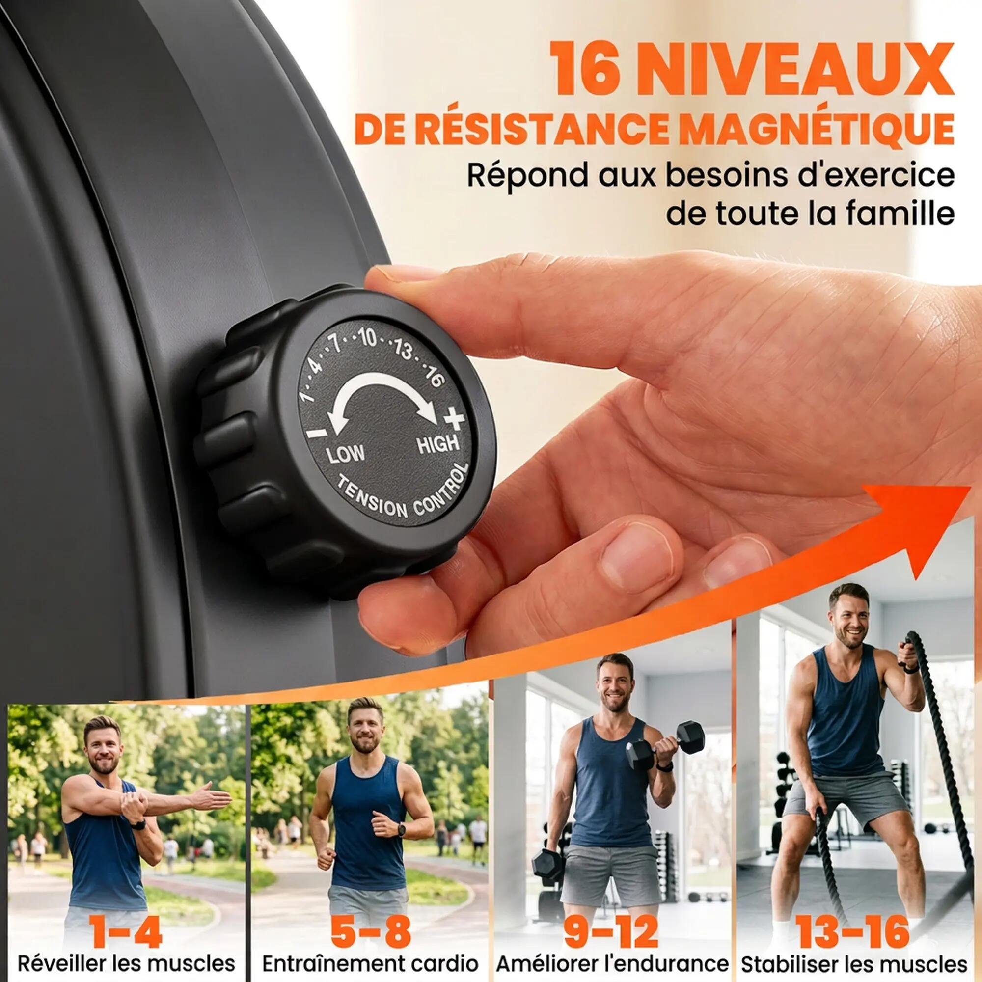 Rameur magnétique pliable bluetooth connecté écran LCD 5/5