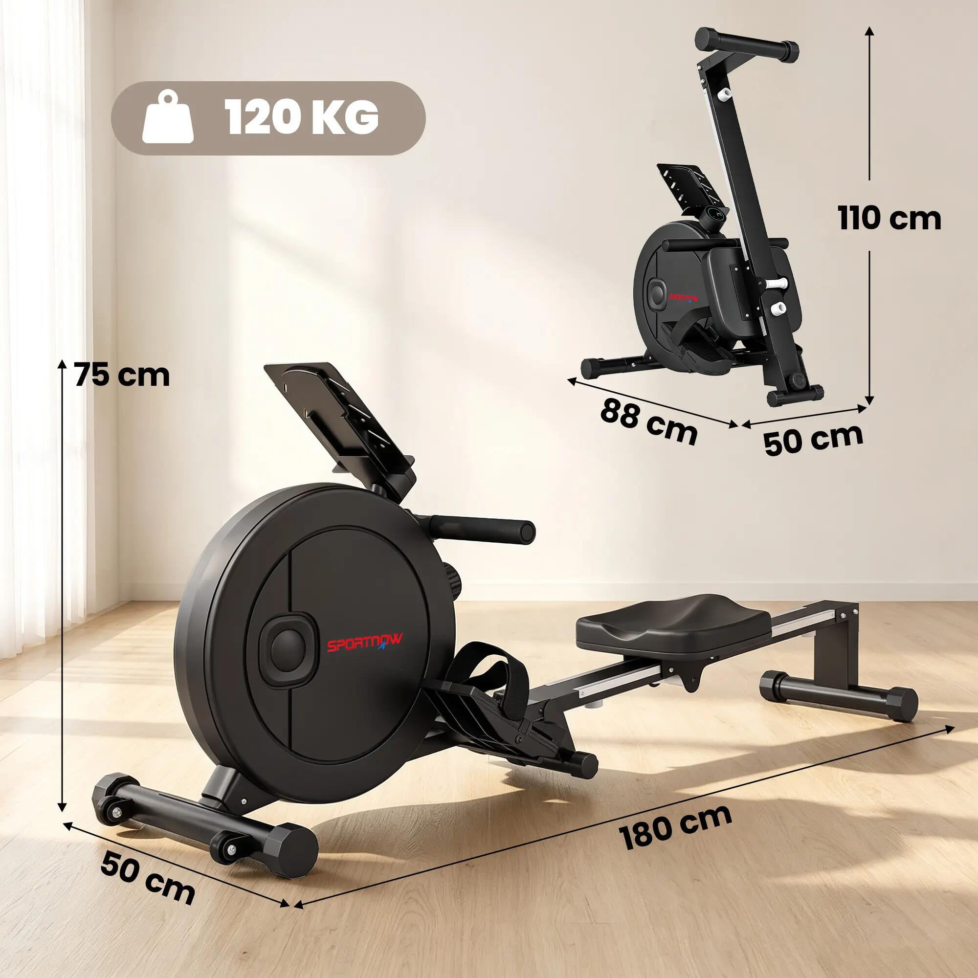 Rameur magnétique pliable bluetooth connecté écran LCD 3/5