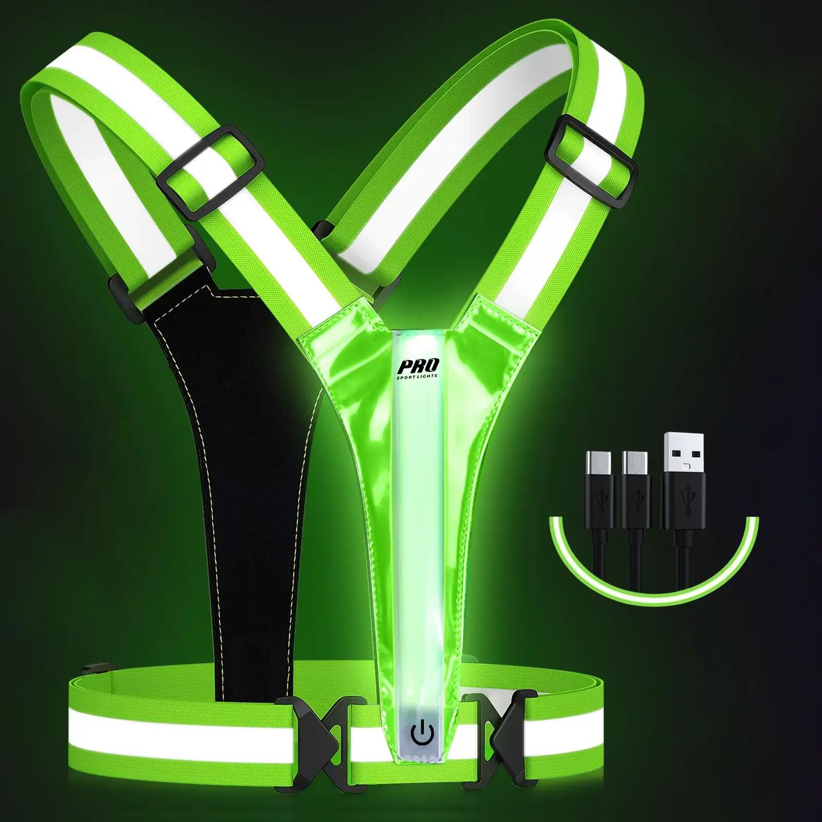 Gilet de course à pied lumineux, jaune fluo, gilet de sécurité réfléchissant 3/7