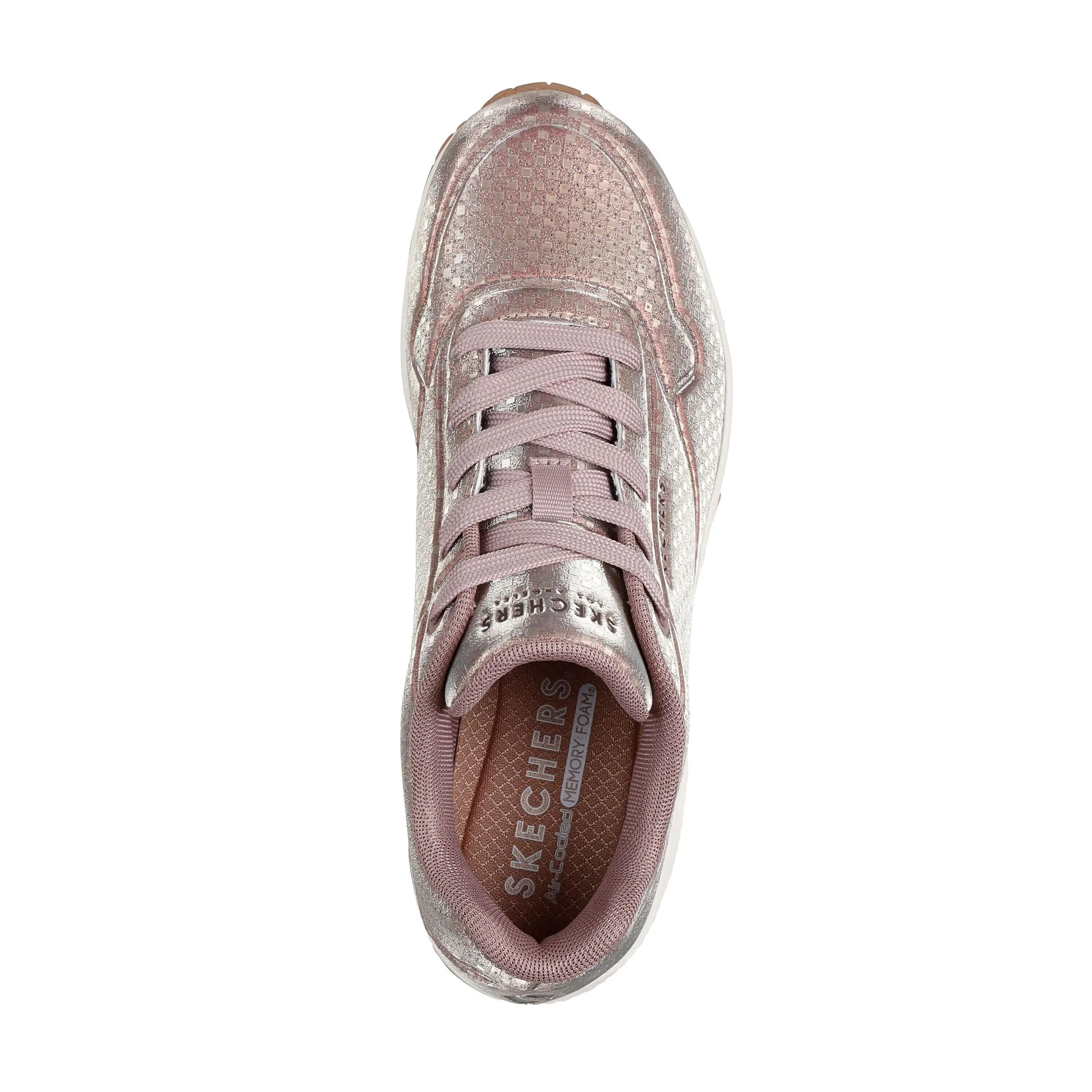 Sapatilhas Skechers Uno Disco Nite Rosa/Dourado 3/4