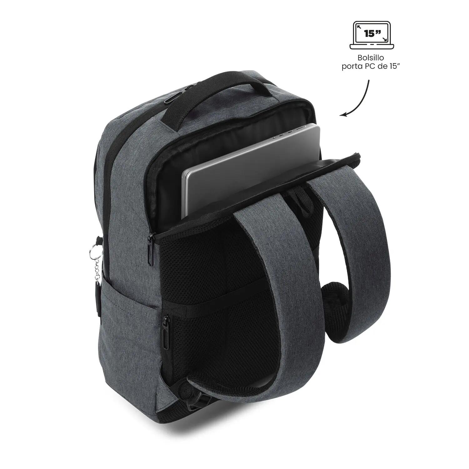 Totto Mochila ejecutiva Denver Grey/Black Poliéster 30 x 45 x 12 cm 5/5