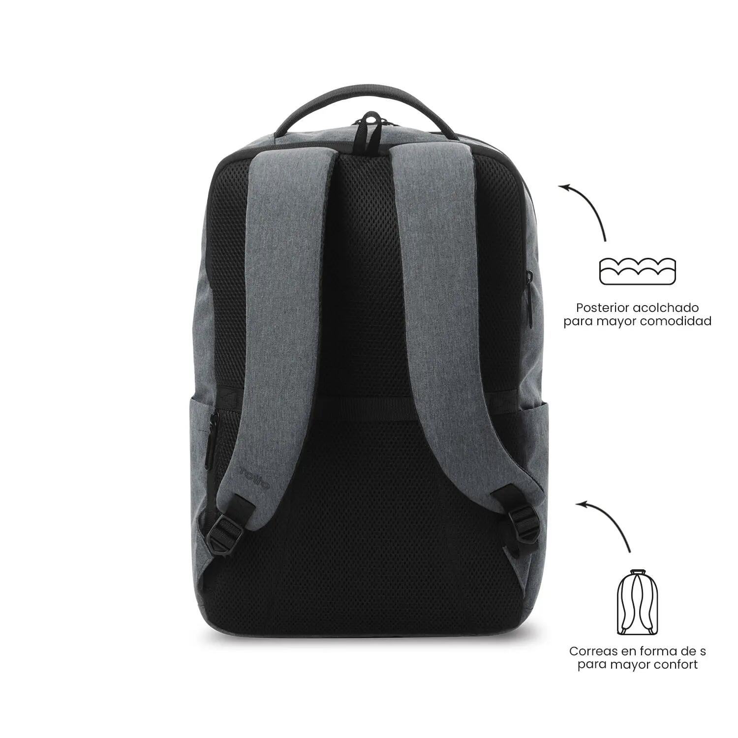 Totto Mochila ejecutiva Denver Grey/Black Poliéster 30 x 45 x 12 cm 4/5