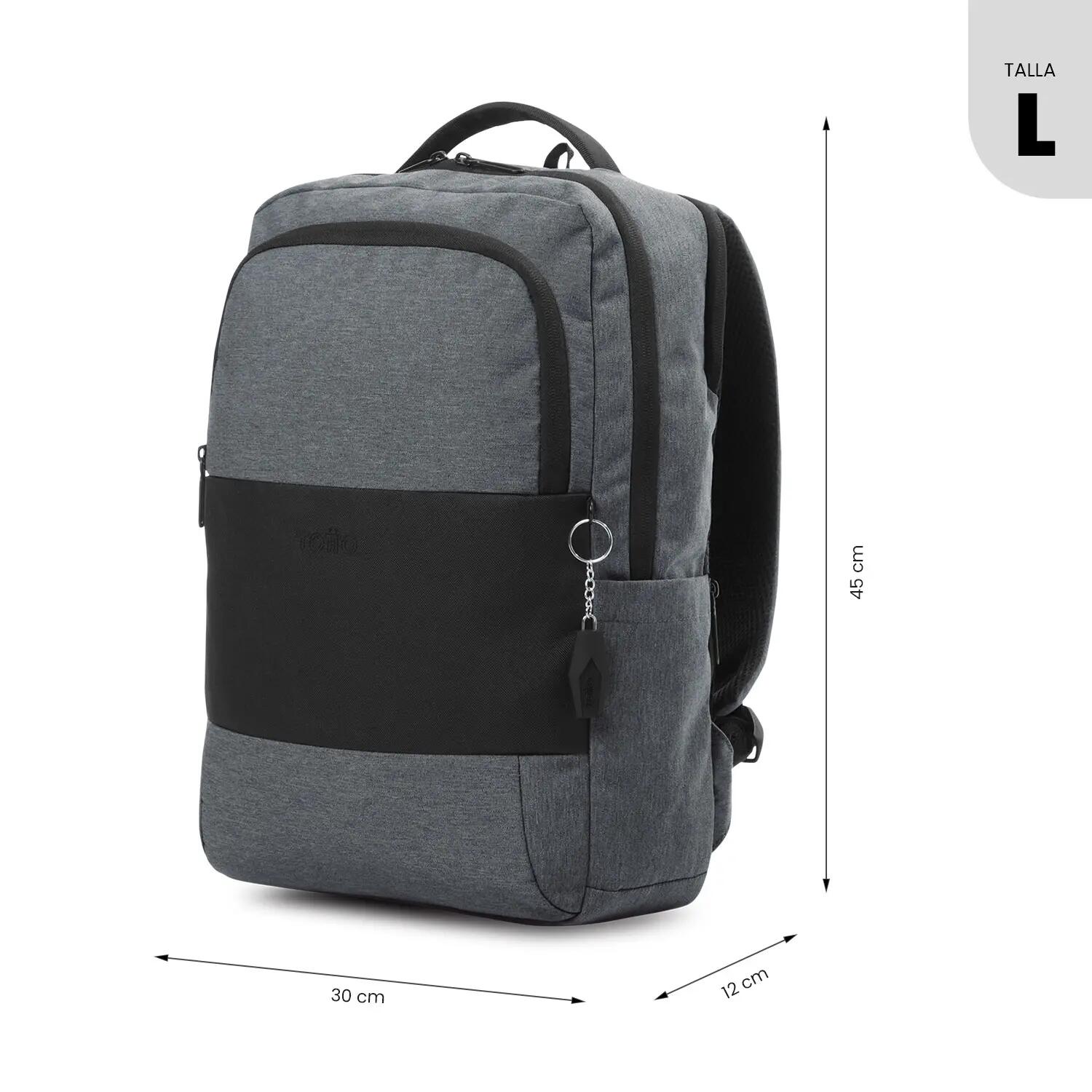 Totto Mochila ejecutiva Denver Grey/Black Poliéster 30 x 45 x 12 cm 3/5