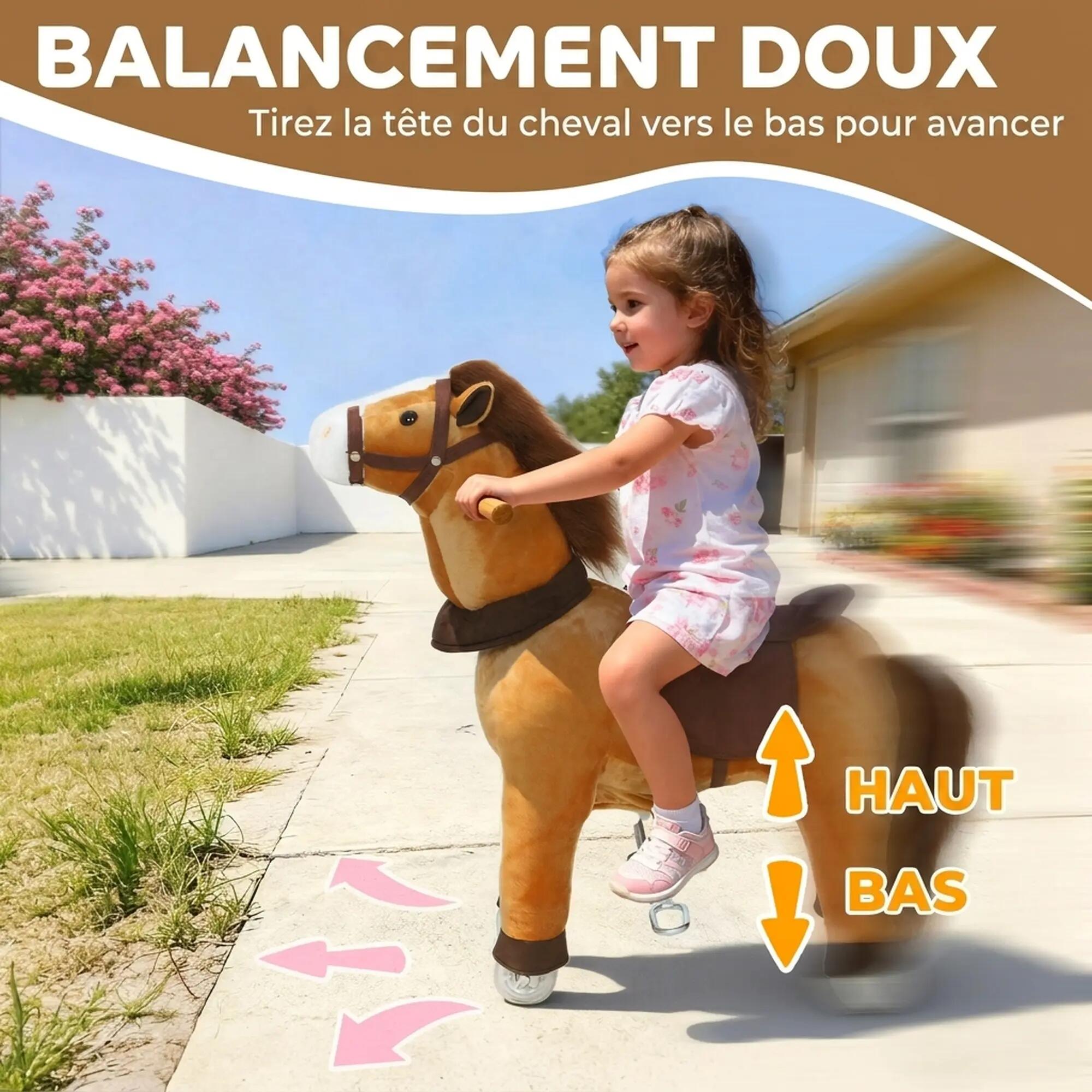 Porteur cheval pour enfant +36 moisà roulettes repose-pieds poignées marron 5/5