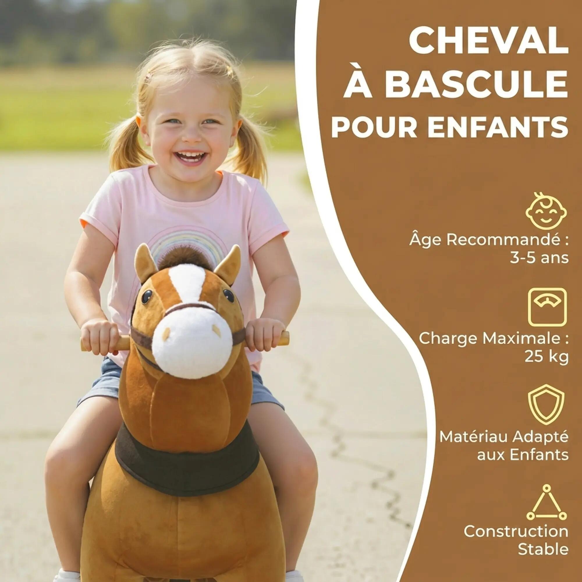 Porteur cheval pour enfant +36 moisà roulettes repose-pieds poignées marron 4/5