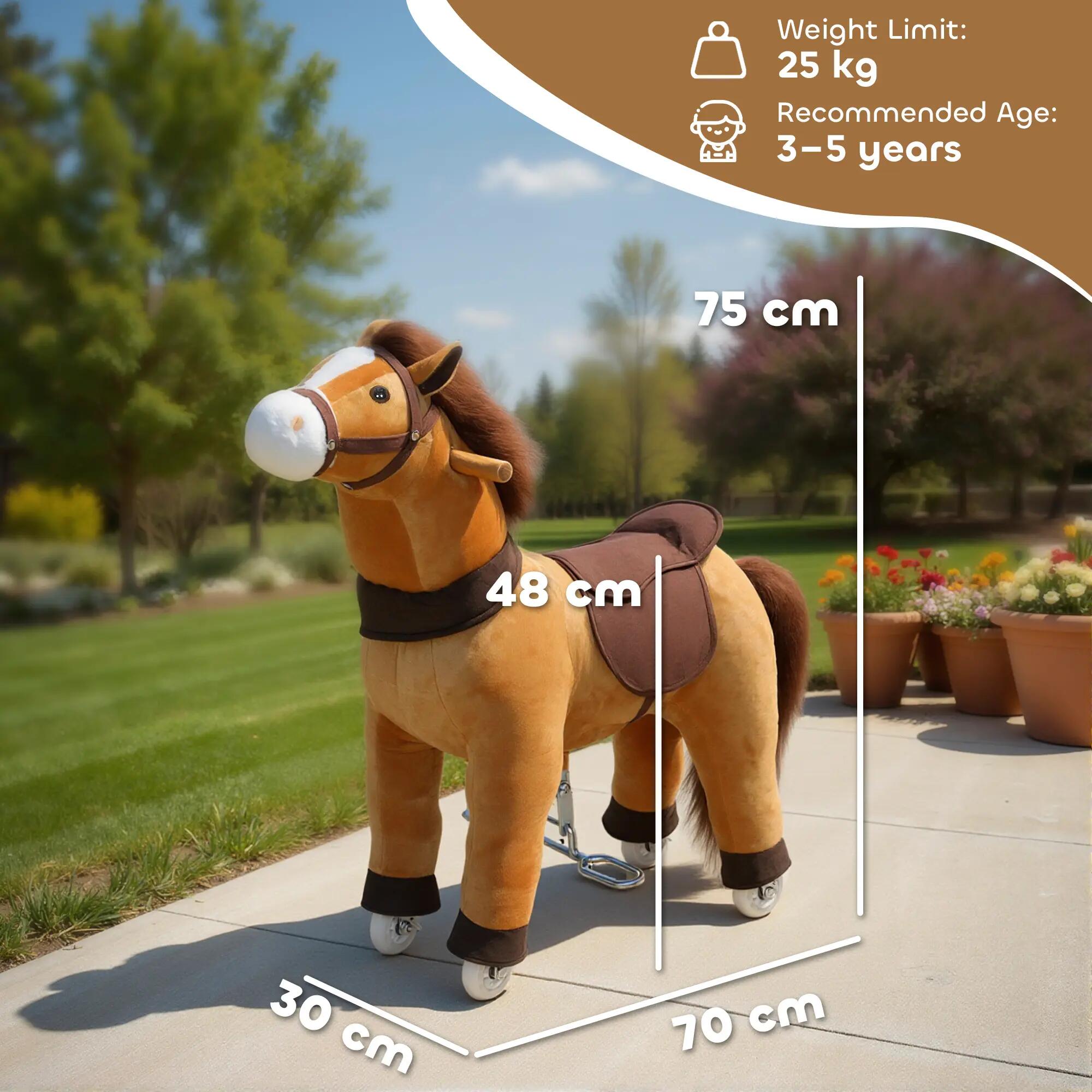 Porteur cheval pour enfant +36 moisà roulettes repose-pieds poignées marron 3/5