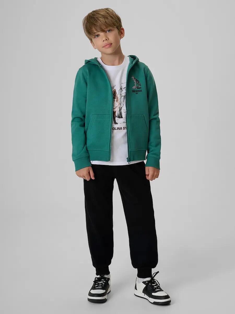 Bluza dresowa regular z kapturem chłopięca 4F 5/7