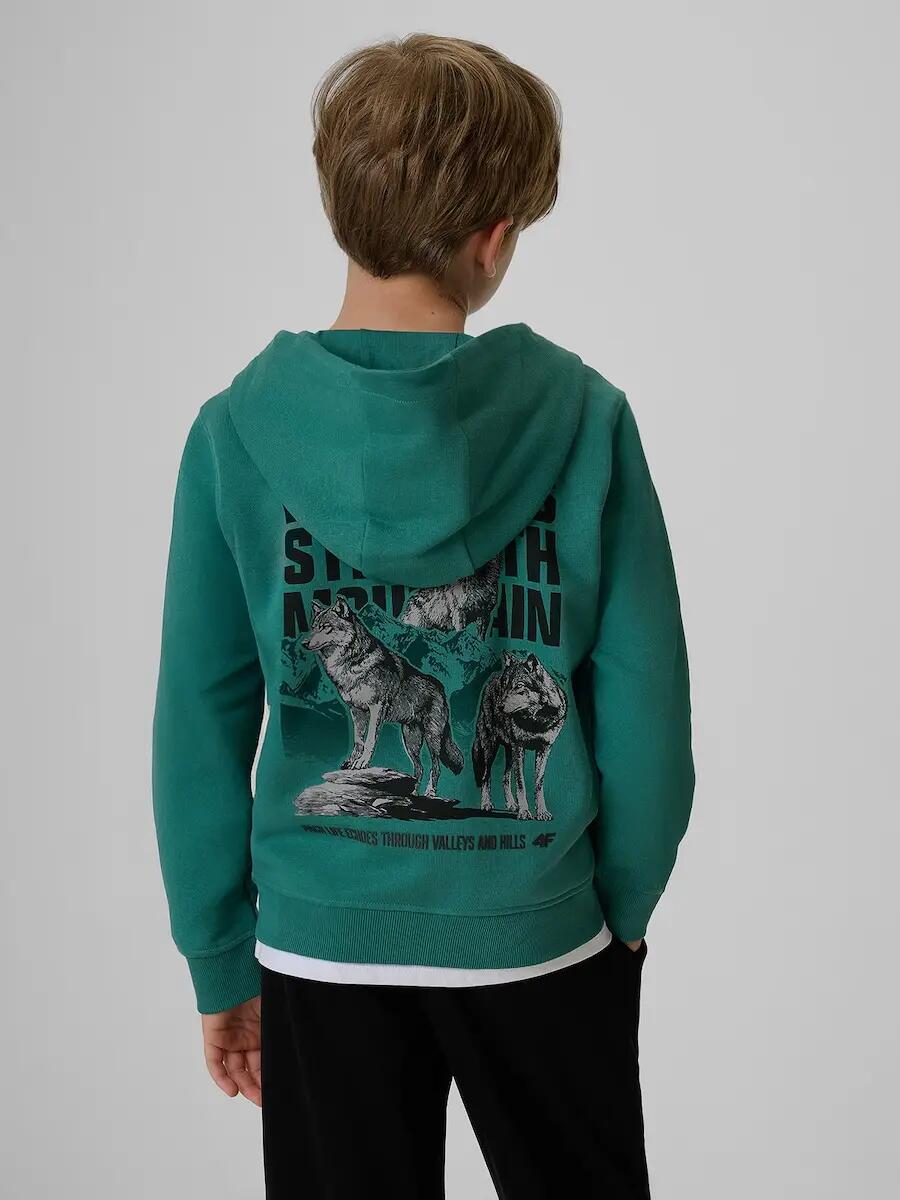 Bluza dresowa regular z kapturem chłopięca 4F 2/7