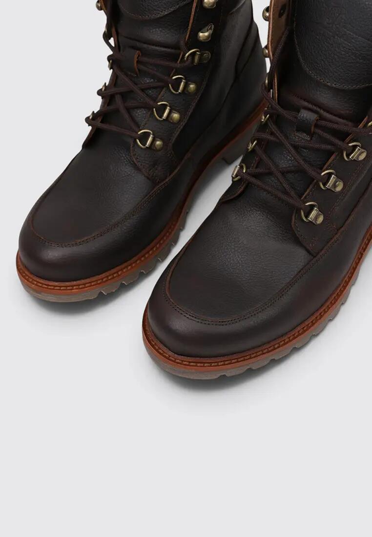 Bottes de randonnée homme - Plates, en cuir - Panama Jack Polop - Marron 3/4