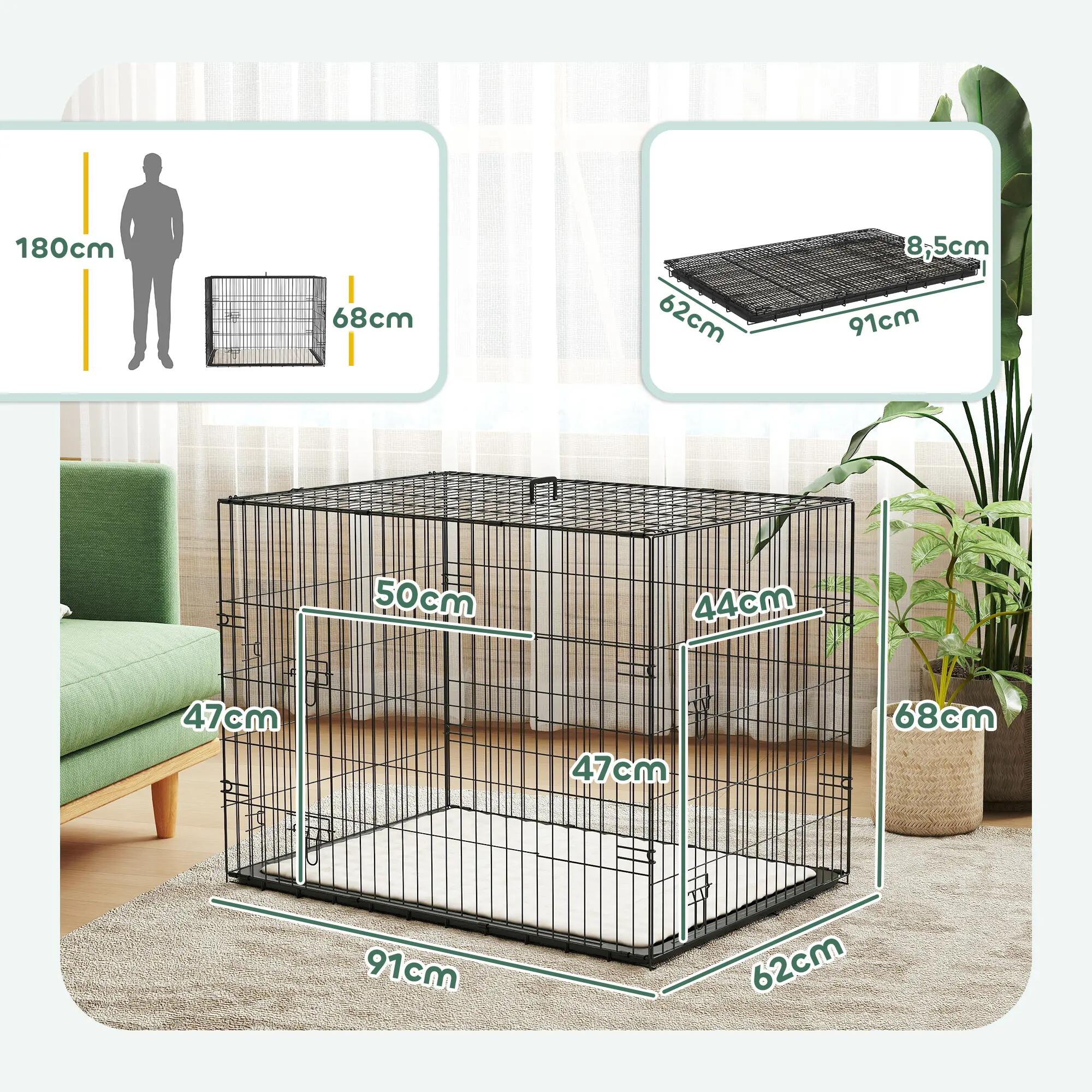 Gaiola para cães 90x57.5x62 cm preto PawHut 2/9
