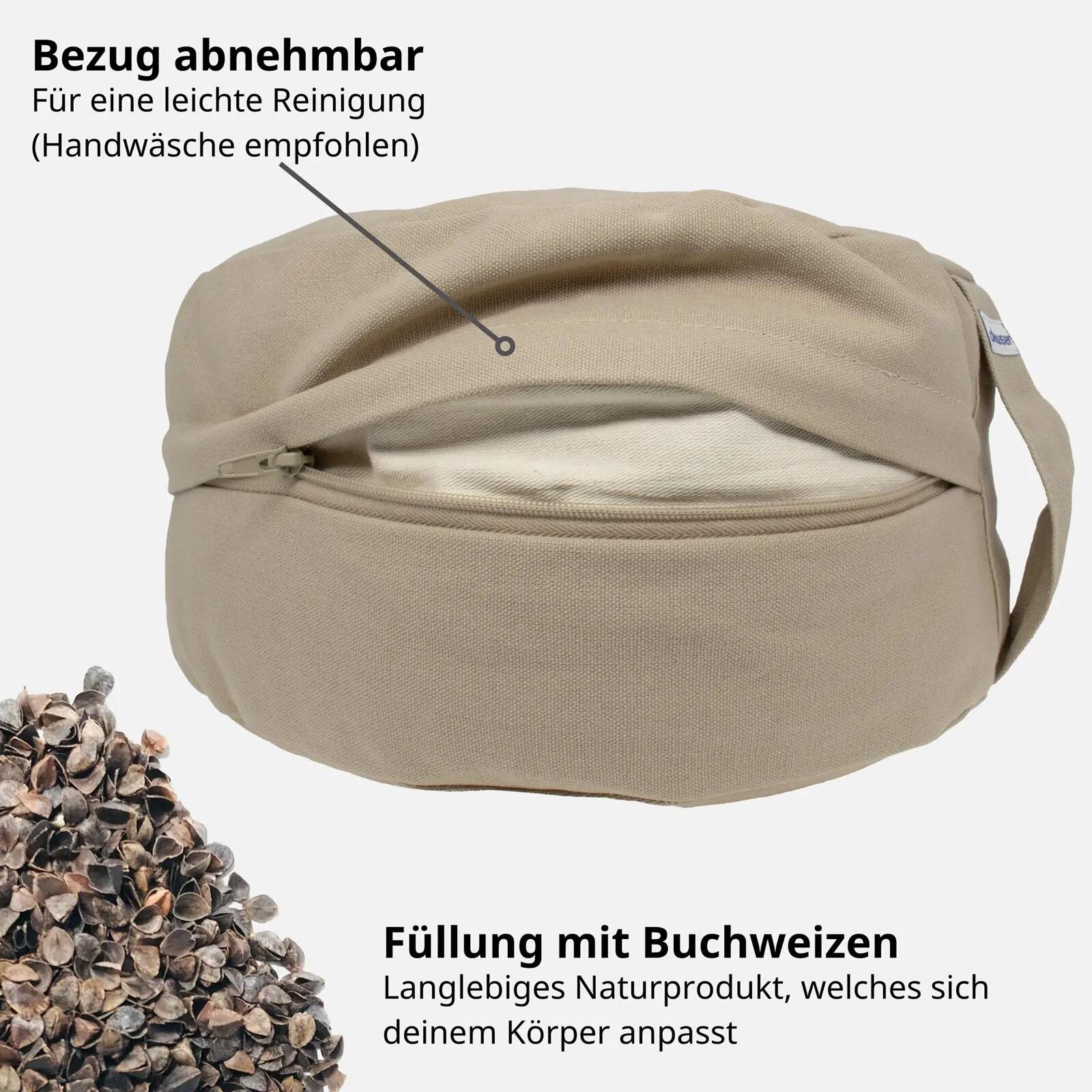 Coussin de yoga - Yoga et méditation - Deuser - Rembourrage en sarrasin - Blanc 3/4