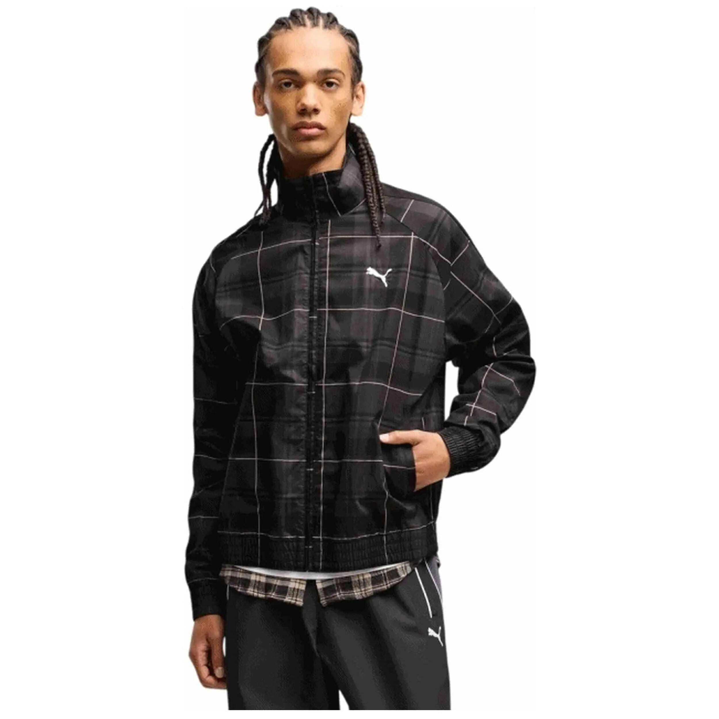 Trainingsjack Puma model T7 Relaxed Tartan "Black" voor mannen 4/4