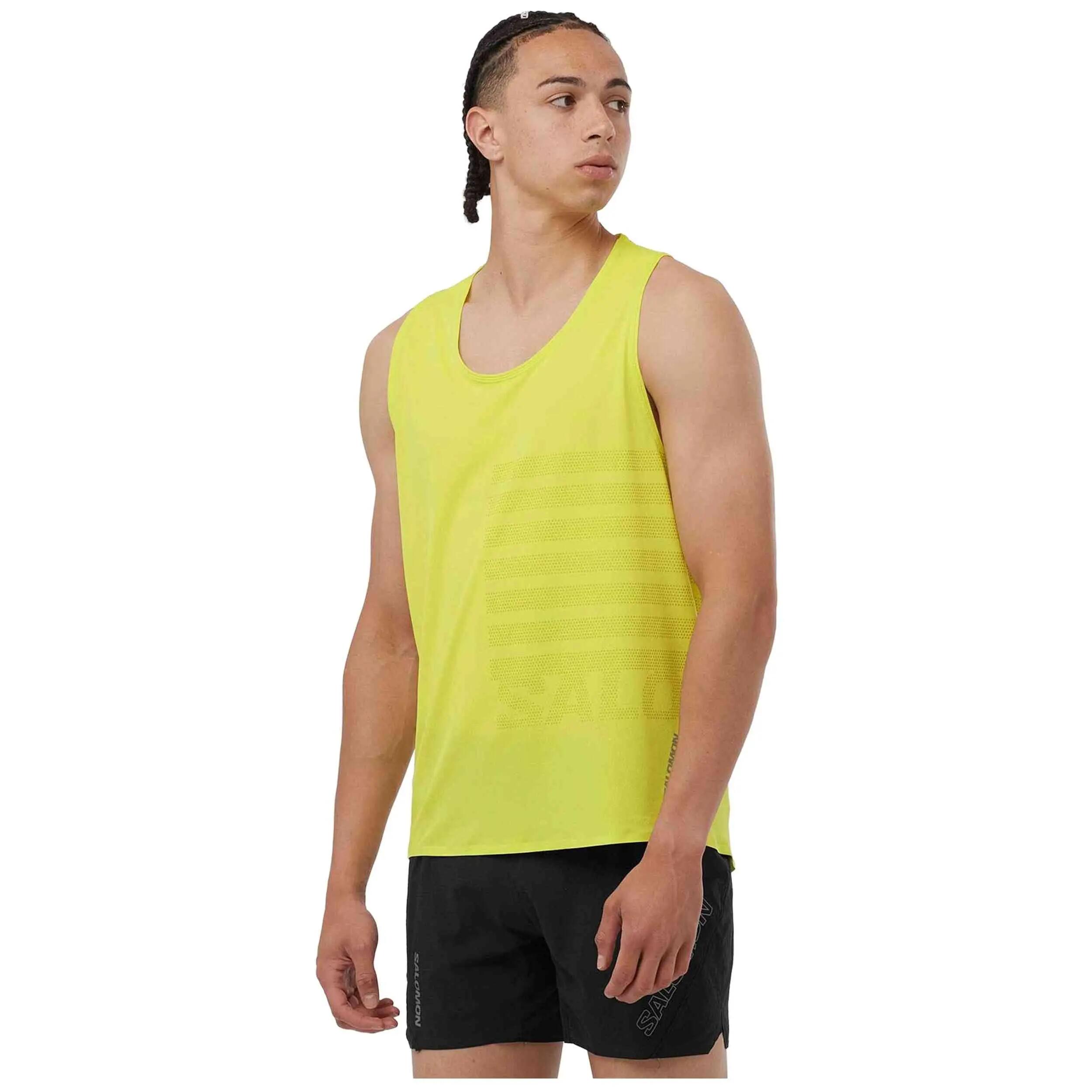 Trägershirt Salomon Modell Sense Aero Singlet GFX "Neon" für unisex 2/3