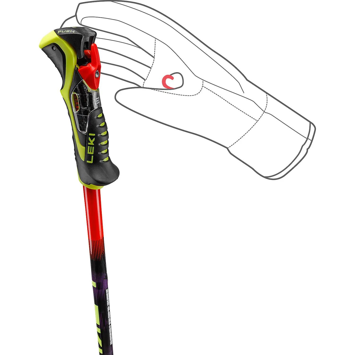 Leki WCR Pro Lite SL TR Slalom Ski Poles Red-Violet-Yellow 15/15