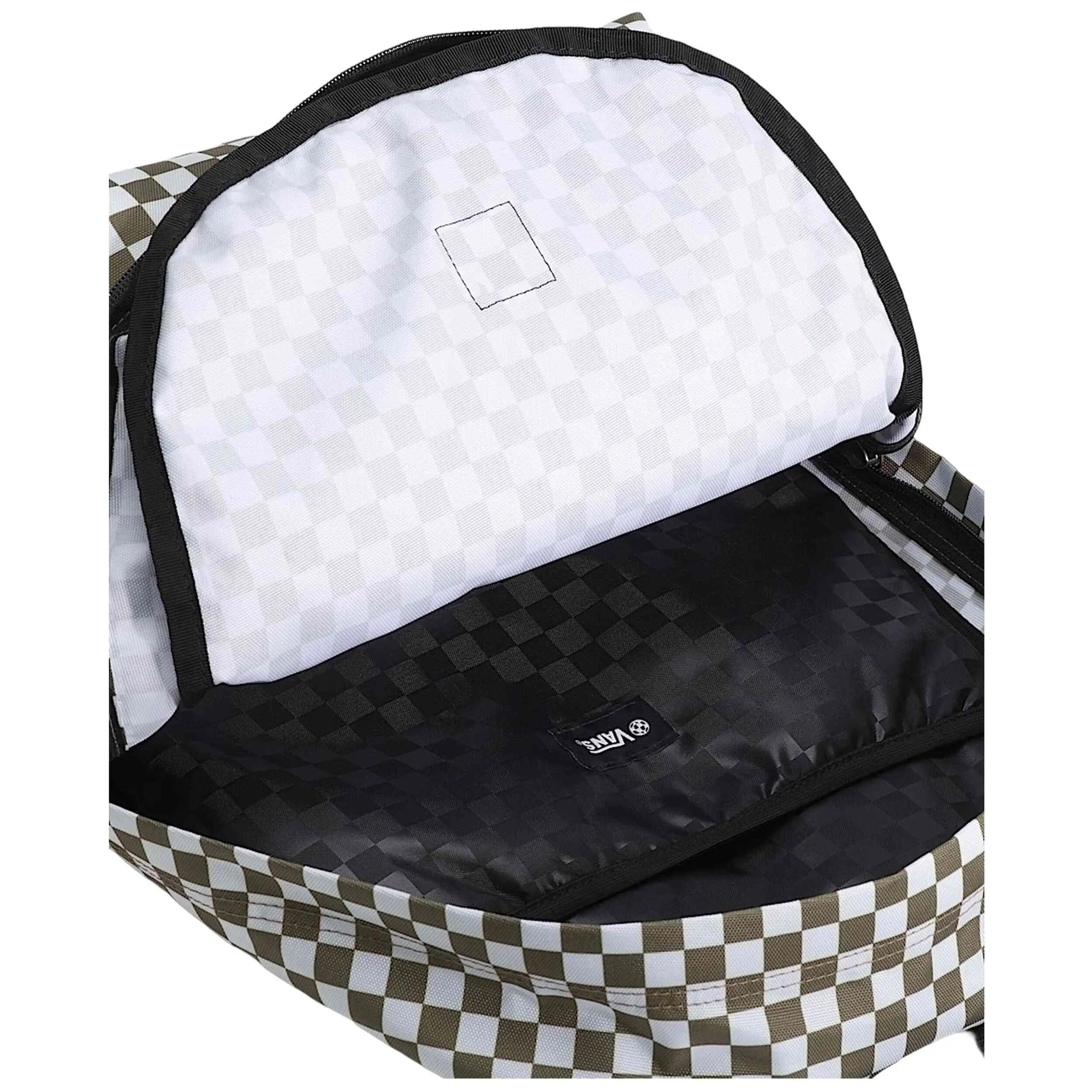 Rugzak Vans model Old Skool Check Backpack "Olive Brown" voor unisex 4/5