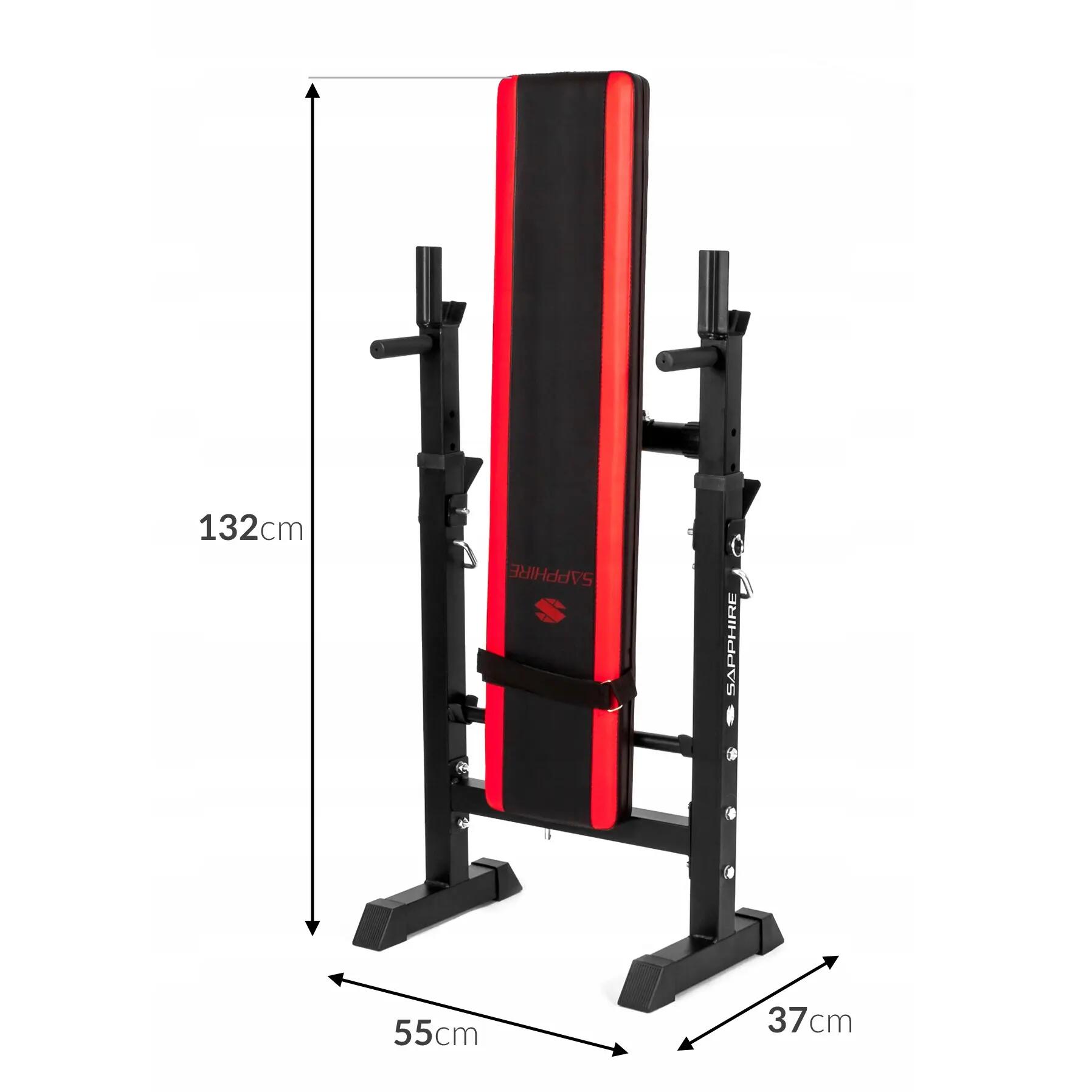 Ławka treningowa pod sztangę Sapphire XG-025 ze stojakami składana do 150 kg 8/9