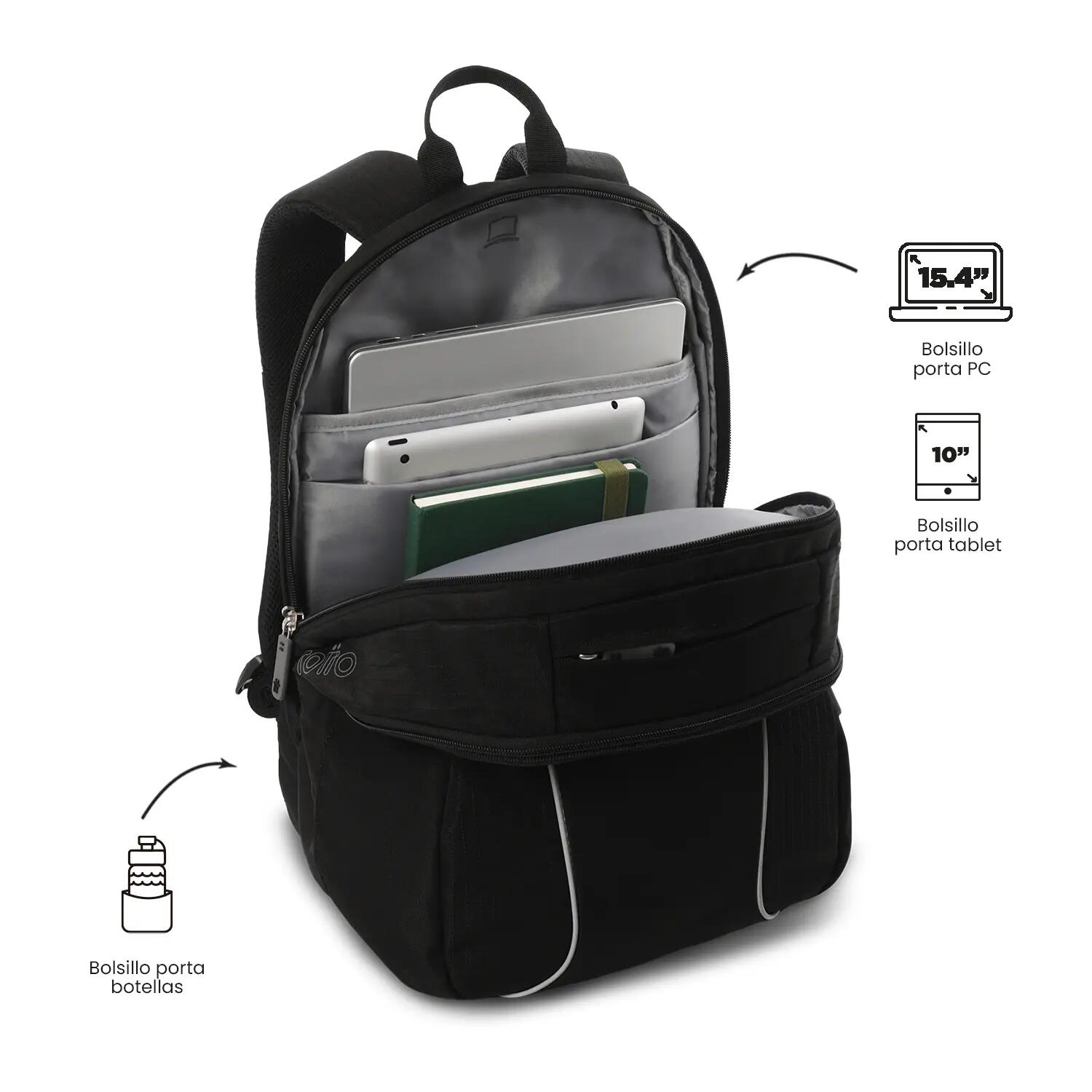 Totto Mochila urbana Cambri 3.0 Black Poliéster 30 x 46 x 22 cm 4/5