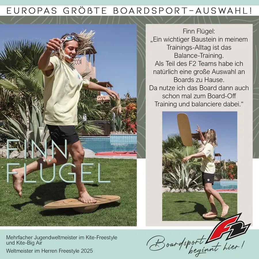 F2 Kork Balance Board Surf 84 x 31 cm inkl. Korkrolle 4/4