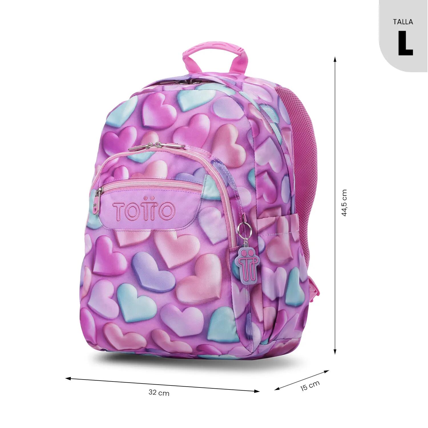 Totto Mochila escolar Acuareles adaptable a carro Bubble Heart Poliéster recicl 3/5