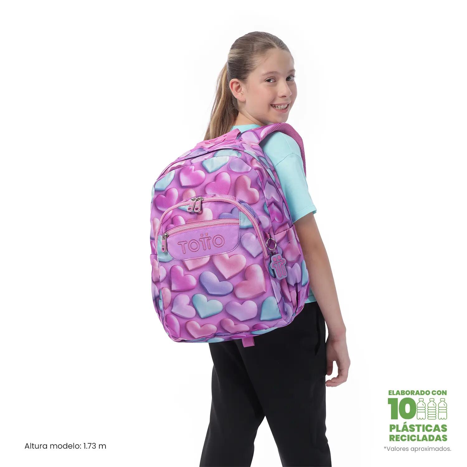 Totto Mochila escolar Acuareles adaptable a carro Bubble Heart Poliéster recicl 2/5