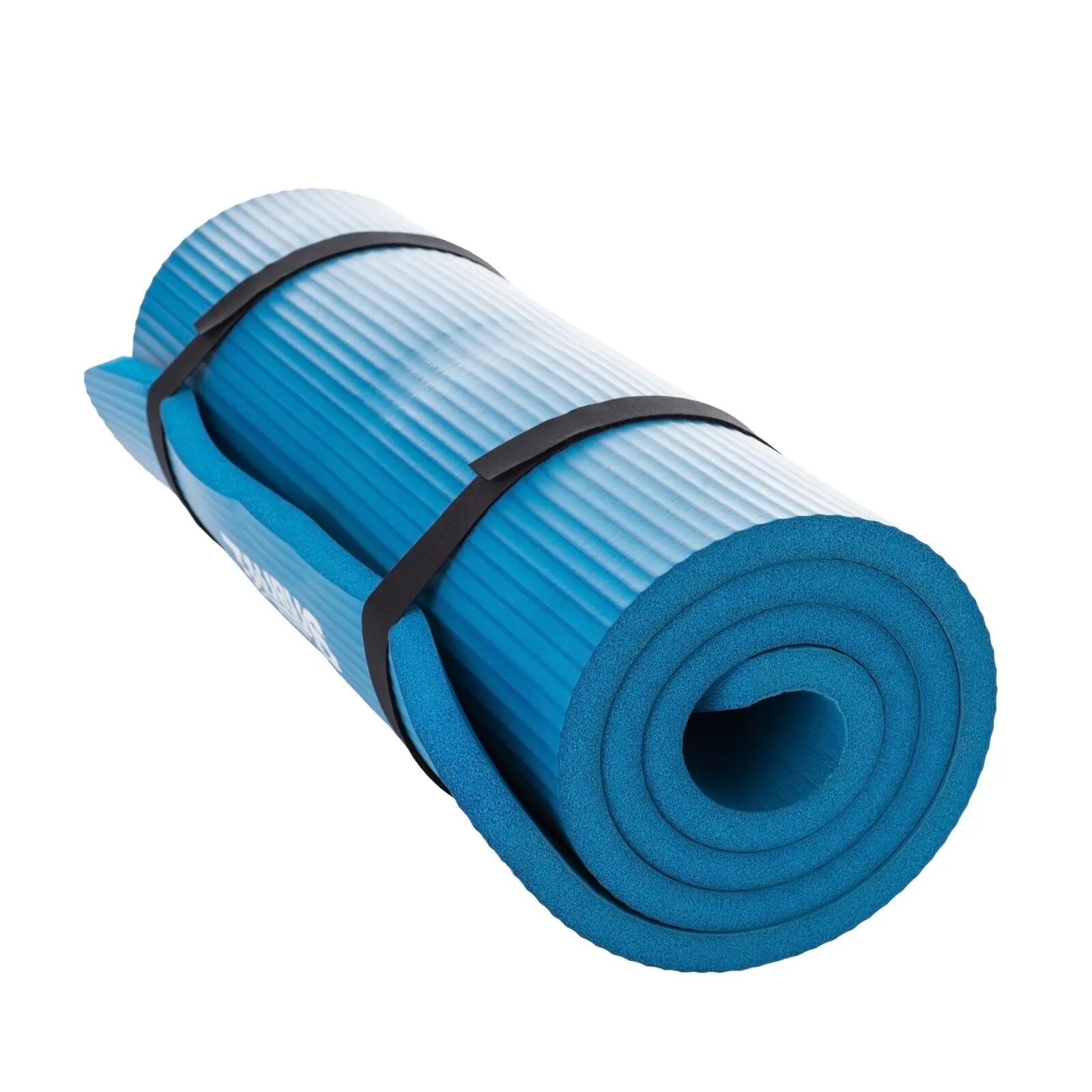 Trainingsmat - Fitness en revalidatie - Geribbeld, antislip, 20 mm dik - Blauw 3/4