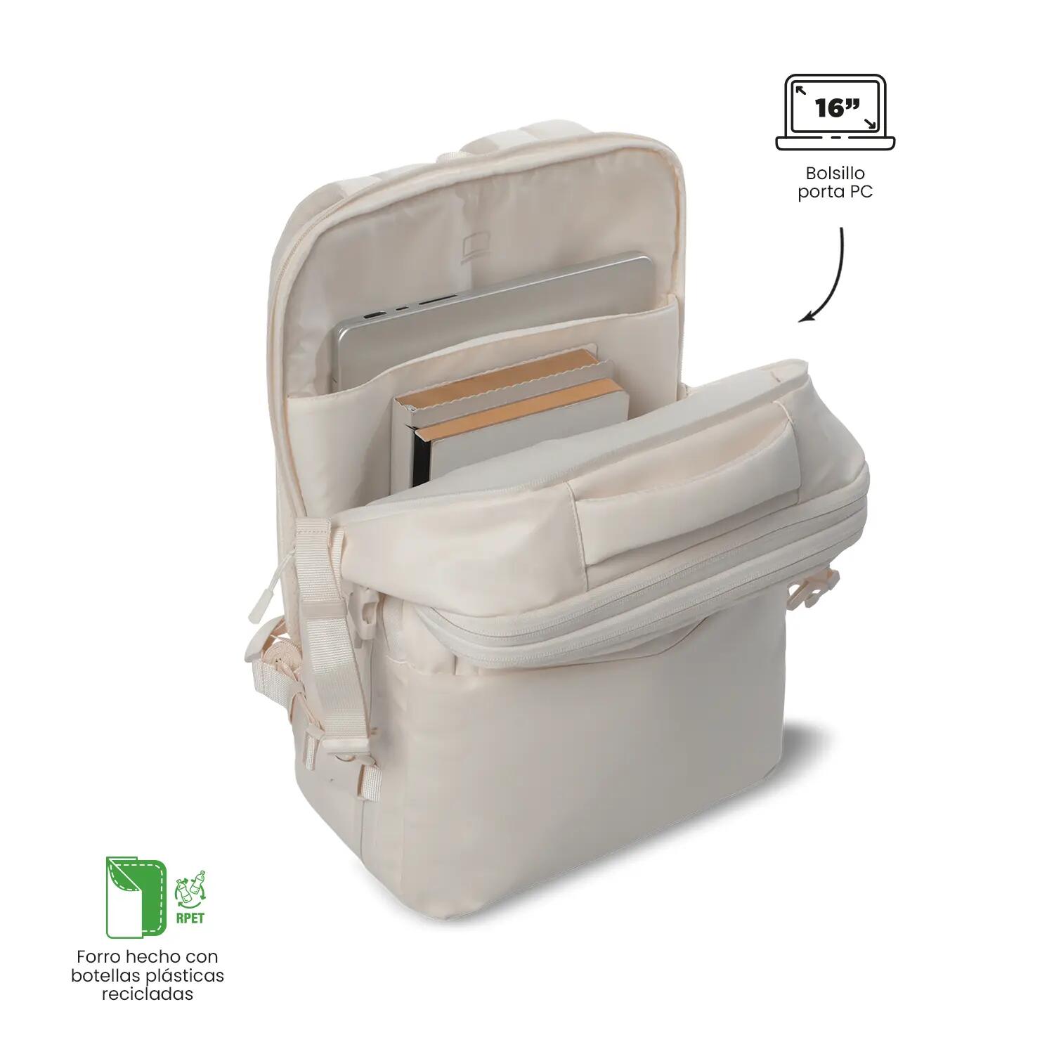 Totto Mochila urbana Grow 2.0 Coconut Milk Poliéster 29 x 41.5 x 15.5 cm 5/5