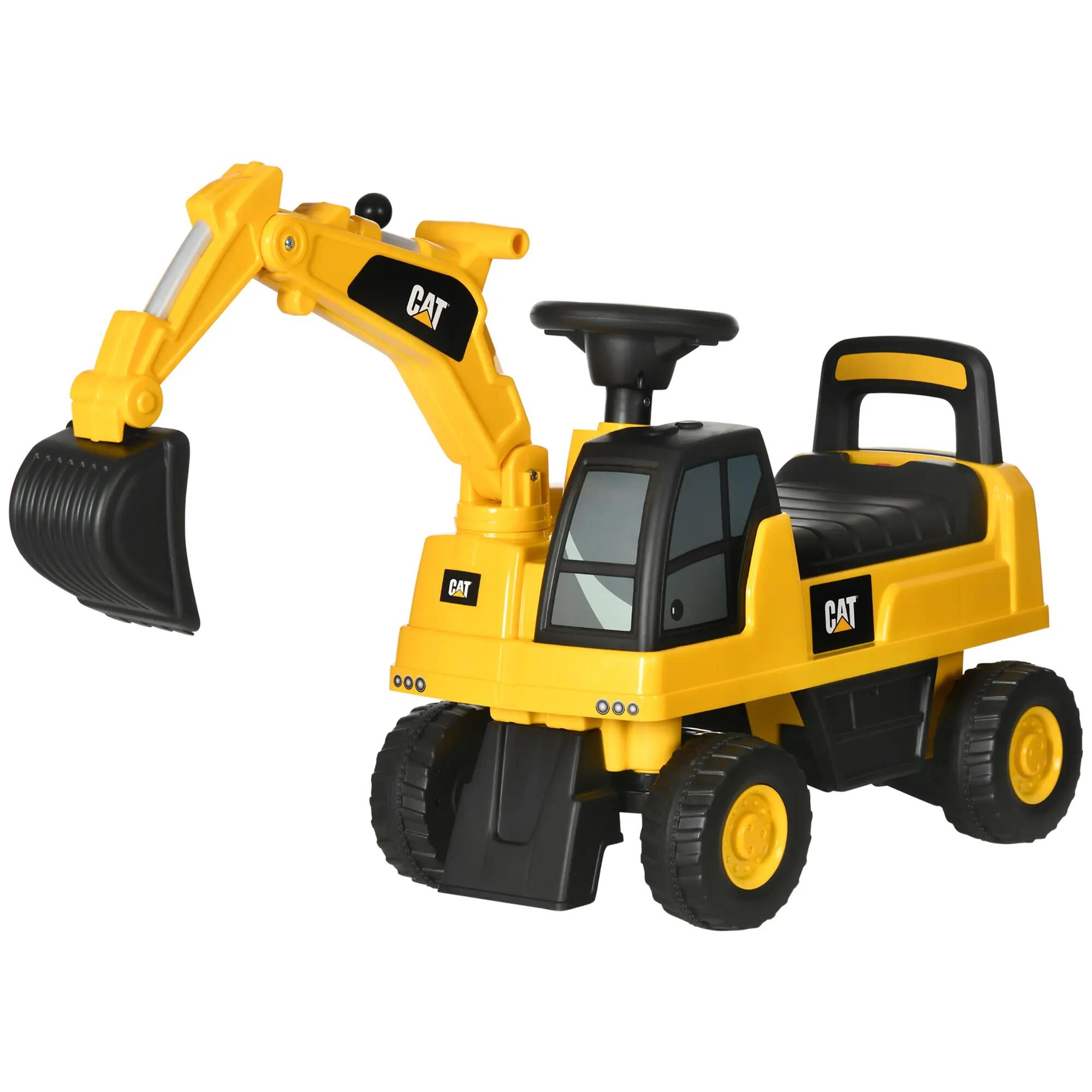 Trotteur porteur tractopelle CAT licence officielle excavateur jaune noir 5/5