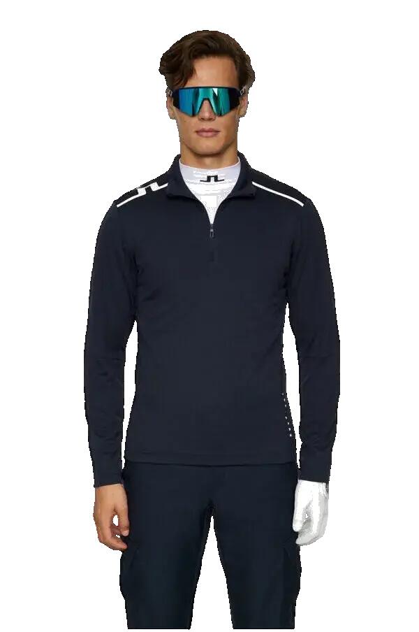 Strato intermedio da uomo con zip a un quarto Leon Blu scuro 1/6