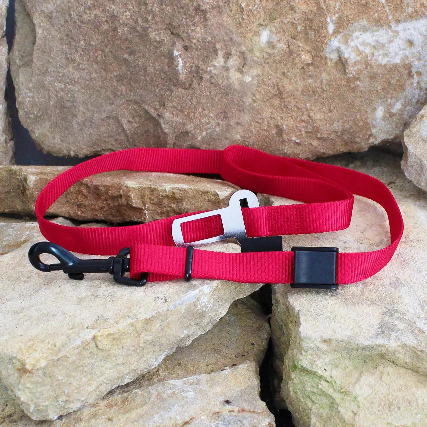 INNODOG VERSTELBARE HONDENRIEM met veiligheidsgordelsluiting 20mmx73-107cm rood 2/2