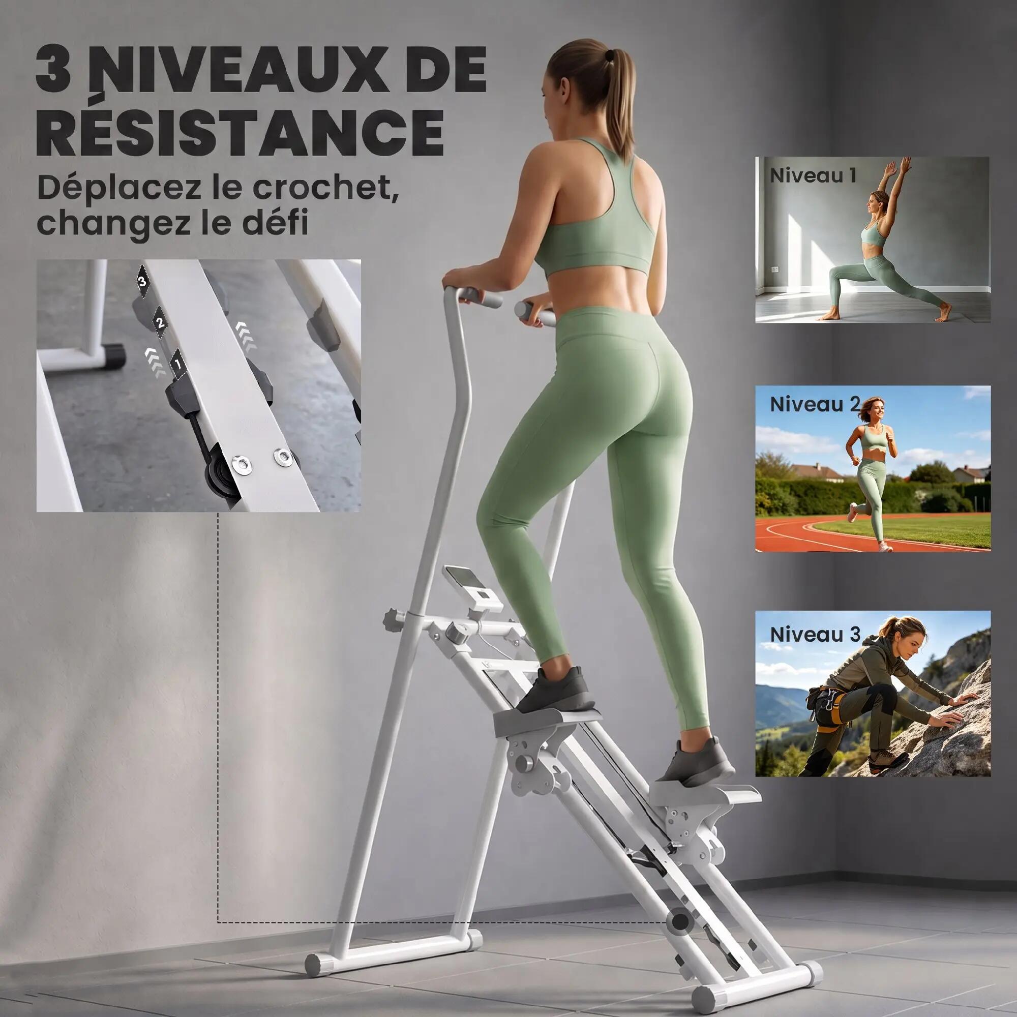 Stepper d'escalier climber step pliable réglable gris blanc 5/5