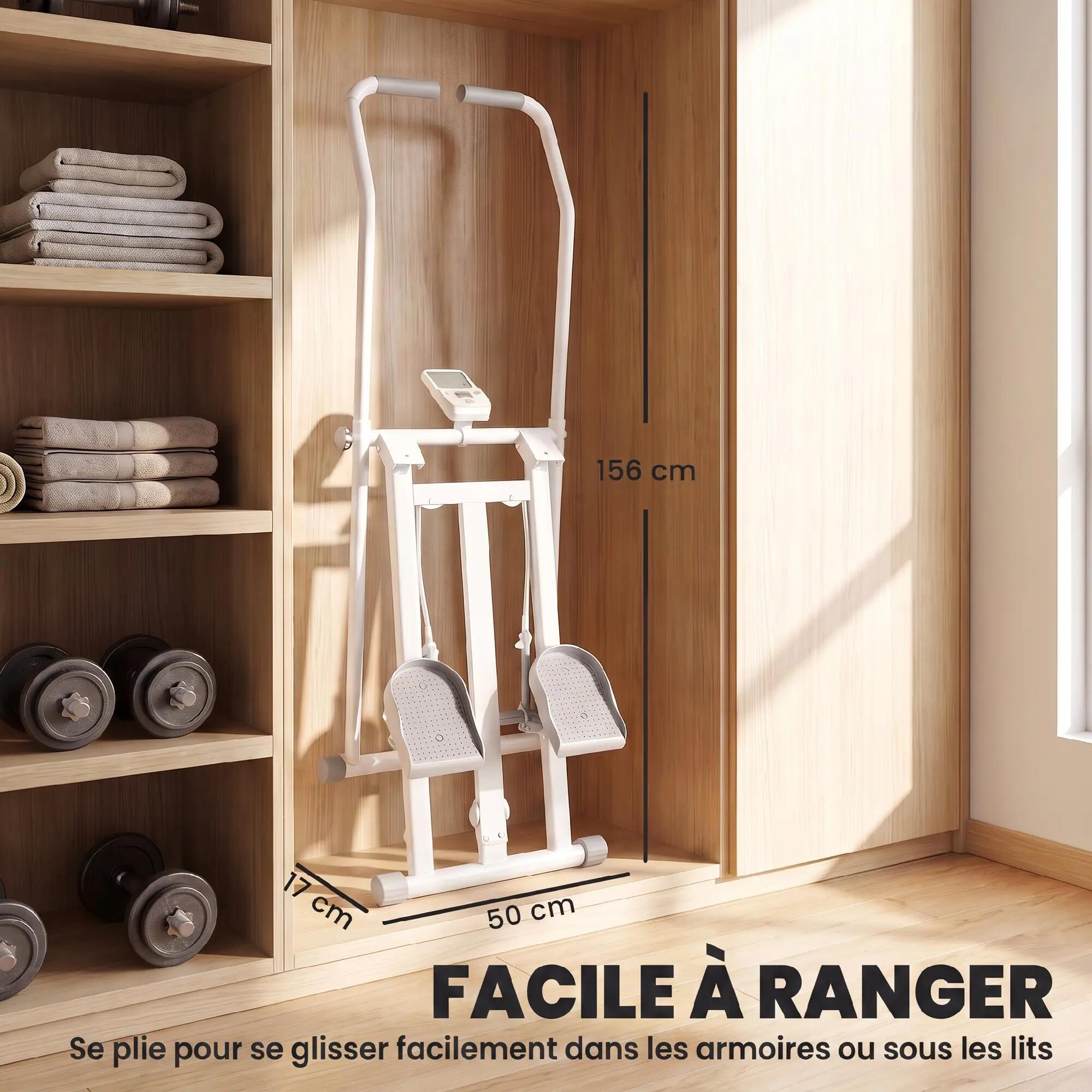 Stepper d'escalier climber step pliable réglable gris blanc 4/5