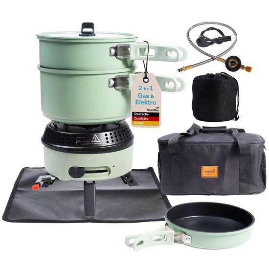 Gebraucht - Campingkocher Hybrid Rask SET - 2 in 1 Betrieb mit Strom oder Gas