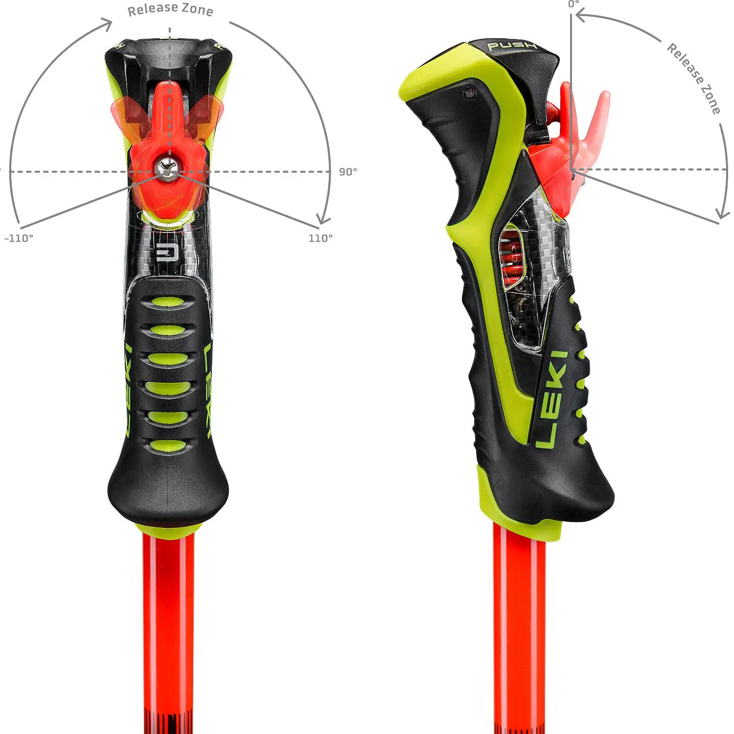 Leki WCR Pro Lite SL TR Slalom Ski Poles Red-Violet-Yellow 13/15