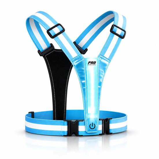 Gilet de course à pied lumineux, bleu, gilet de sécurité réfléchissant