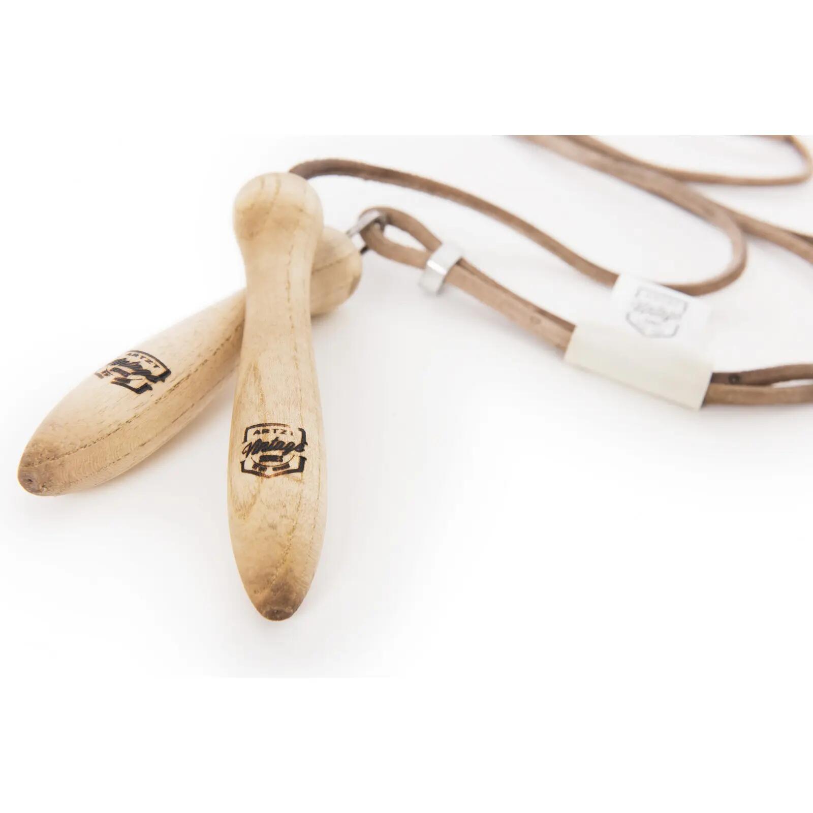 Springtouw - Cardiotraining - ARTZT Vintage Series - verstelbaar, leer en hout 3/4