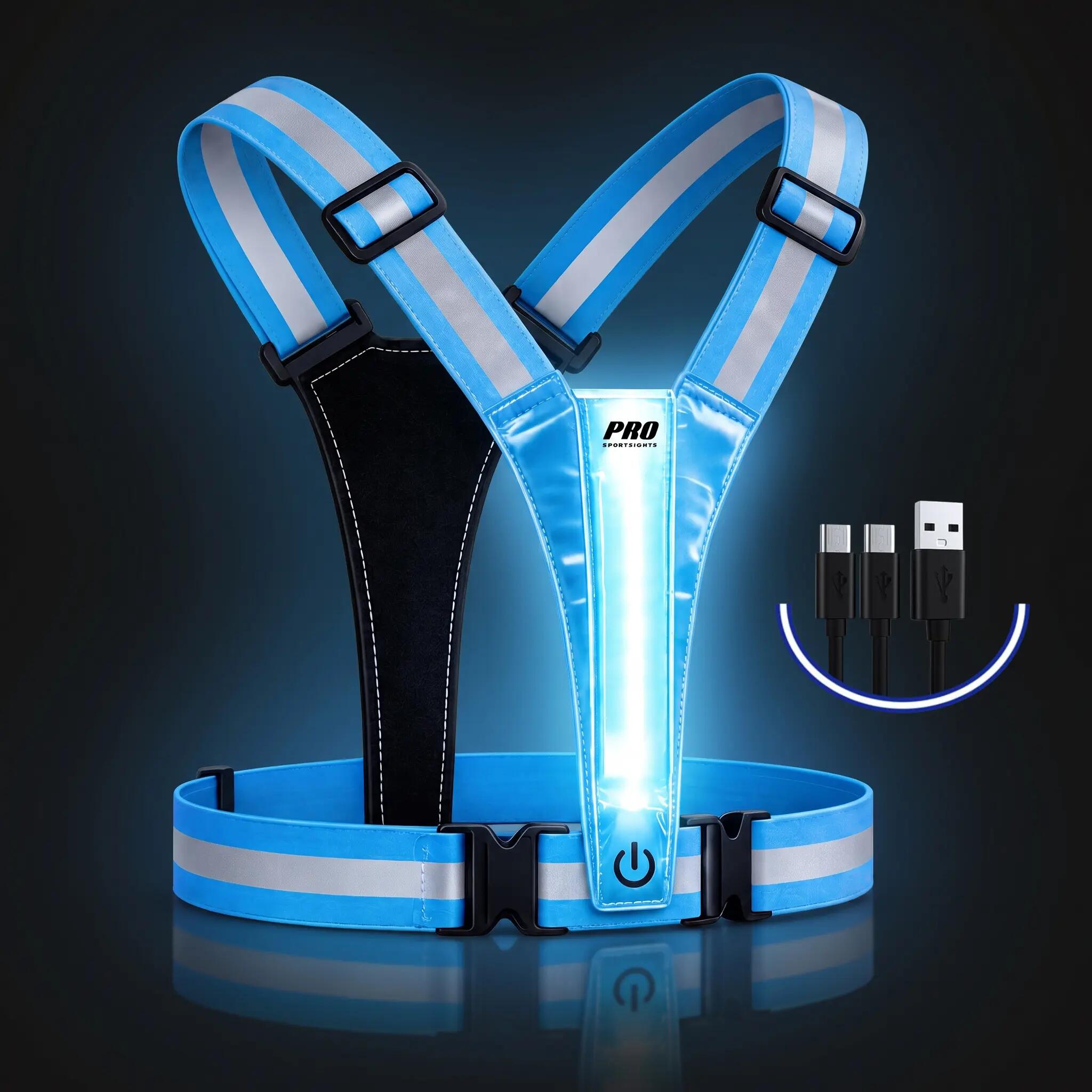 Hardloopvest Met Verlichting Blauw Reflecterende Veiligheidsvest LED 3/6