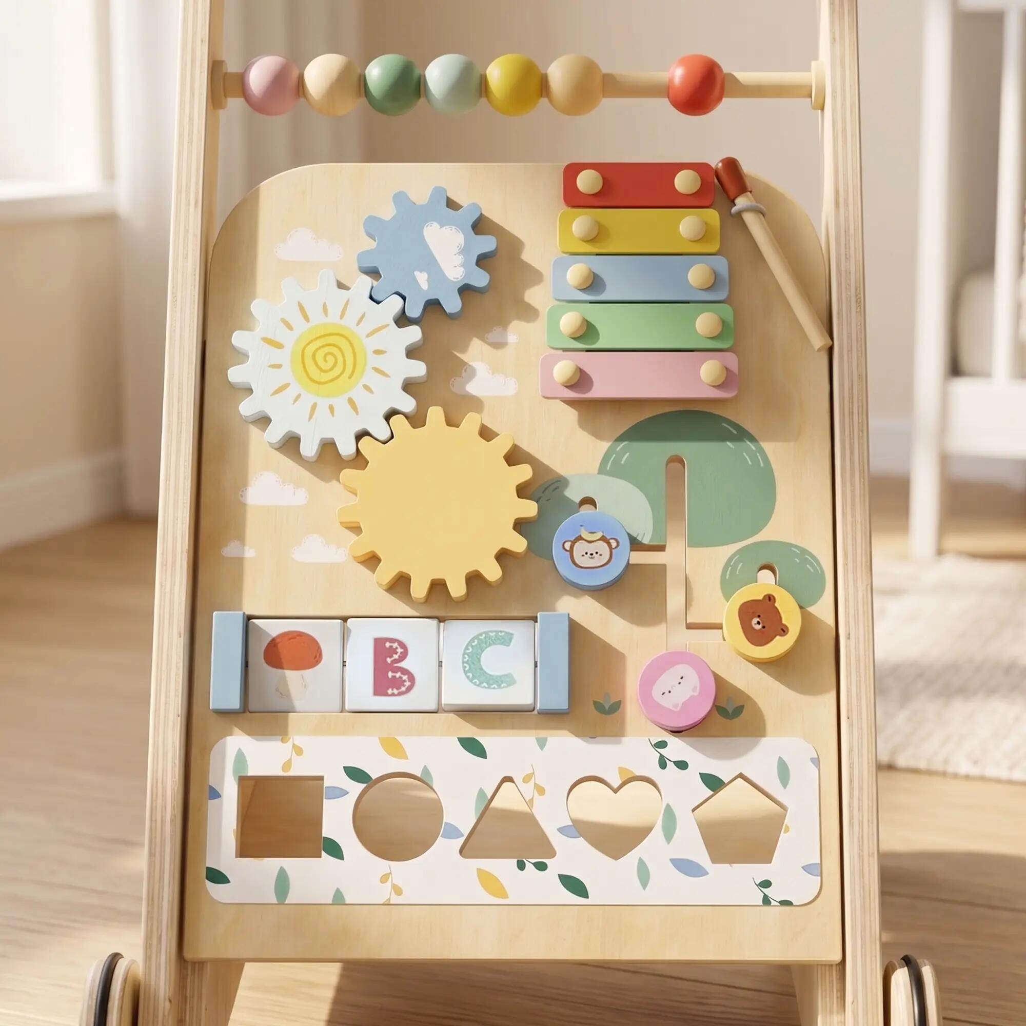 Chariot de marche multi-activités bois - trotteur bois - modèle natural fun 4/5