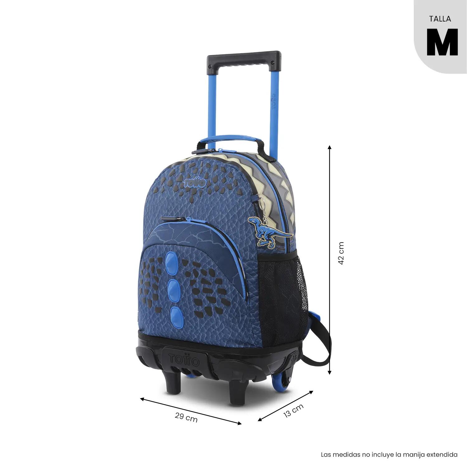Totto Mochila escolar com rodas Dino Blue Dino Blue Poliéster 29 x 42 x 13 cm 3/5
