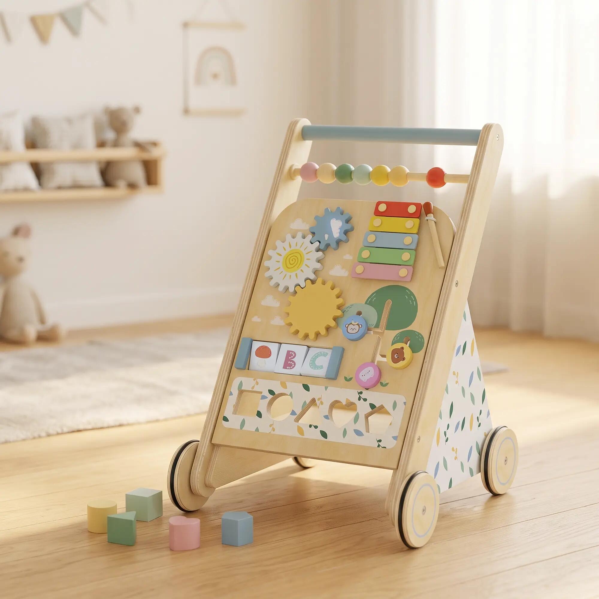 Chariot de marche multi-activités bois - trotteur bois - modèle natural fun 2/5